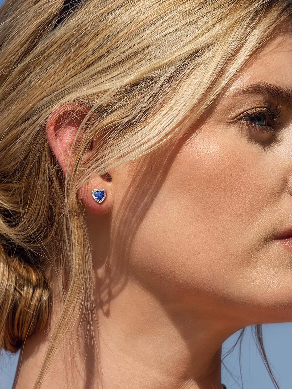 5mm Heart Cut Birthstone with Cubic Zirconia Halo Stud Earrings  for women, september birthstone, Sapphire Jewelry, Virgo Birthstone, Libra Birthstone, sterling silver jewlery, gift idea