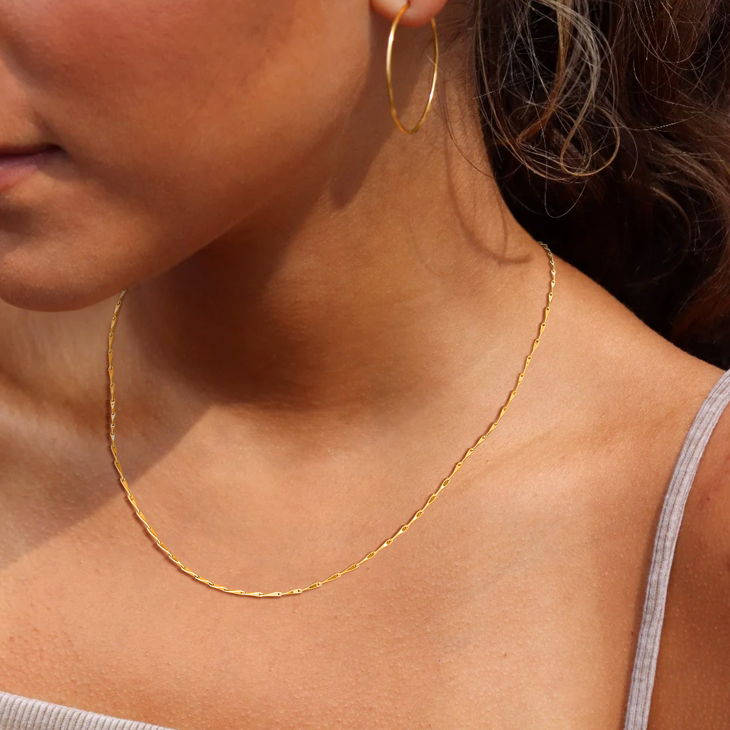Minimalist Sterling Silver Bar Link Chain Necklace