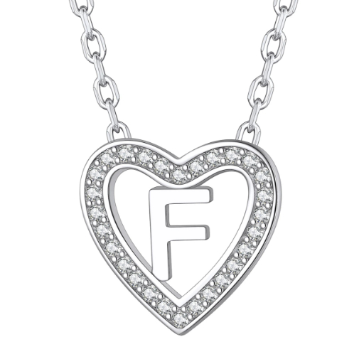 Sterling Silver Heart Initial Pendant Necklace for Her