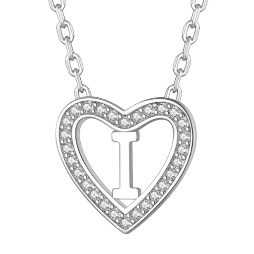 Sterling Silver Heart Initial Pendant Necklace for Her
