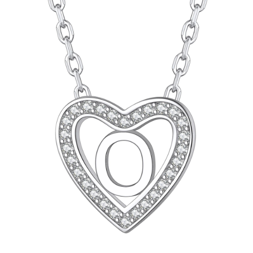 Sterling Silver Heart Initial Pendant Necklace for Her
