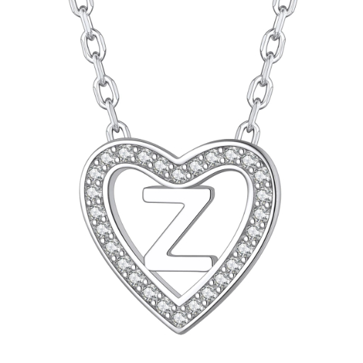 Sterling Silver Heart Initial Pendant Necklace for Her