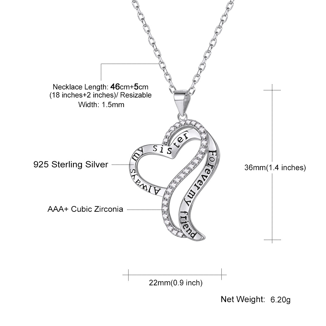 Sterling Silver Heart Pendant Necklace for Her