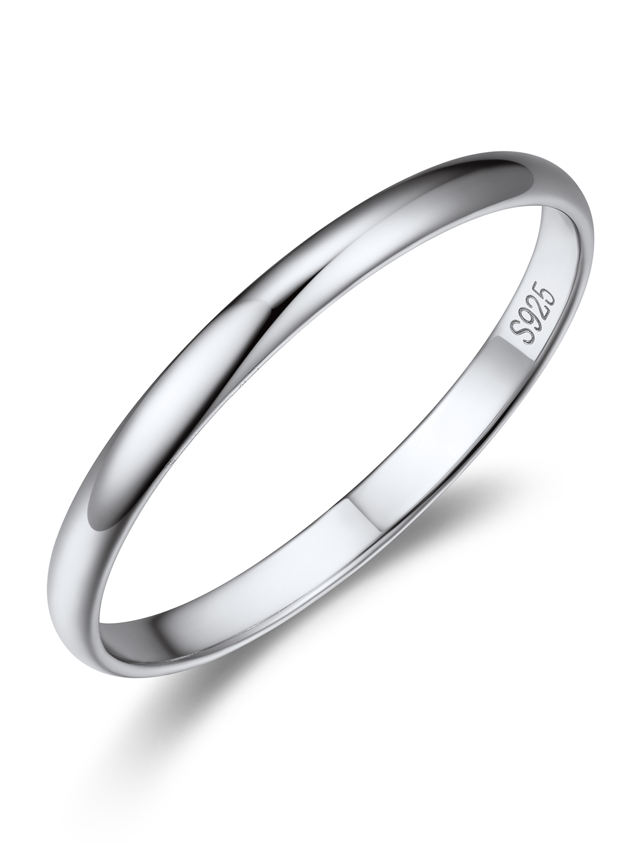 Silver Plain Dome High Polished Wedding Band Rings