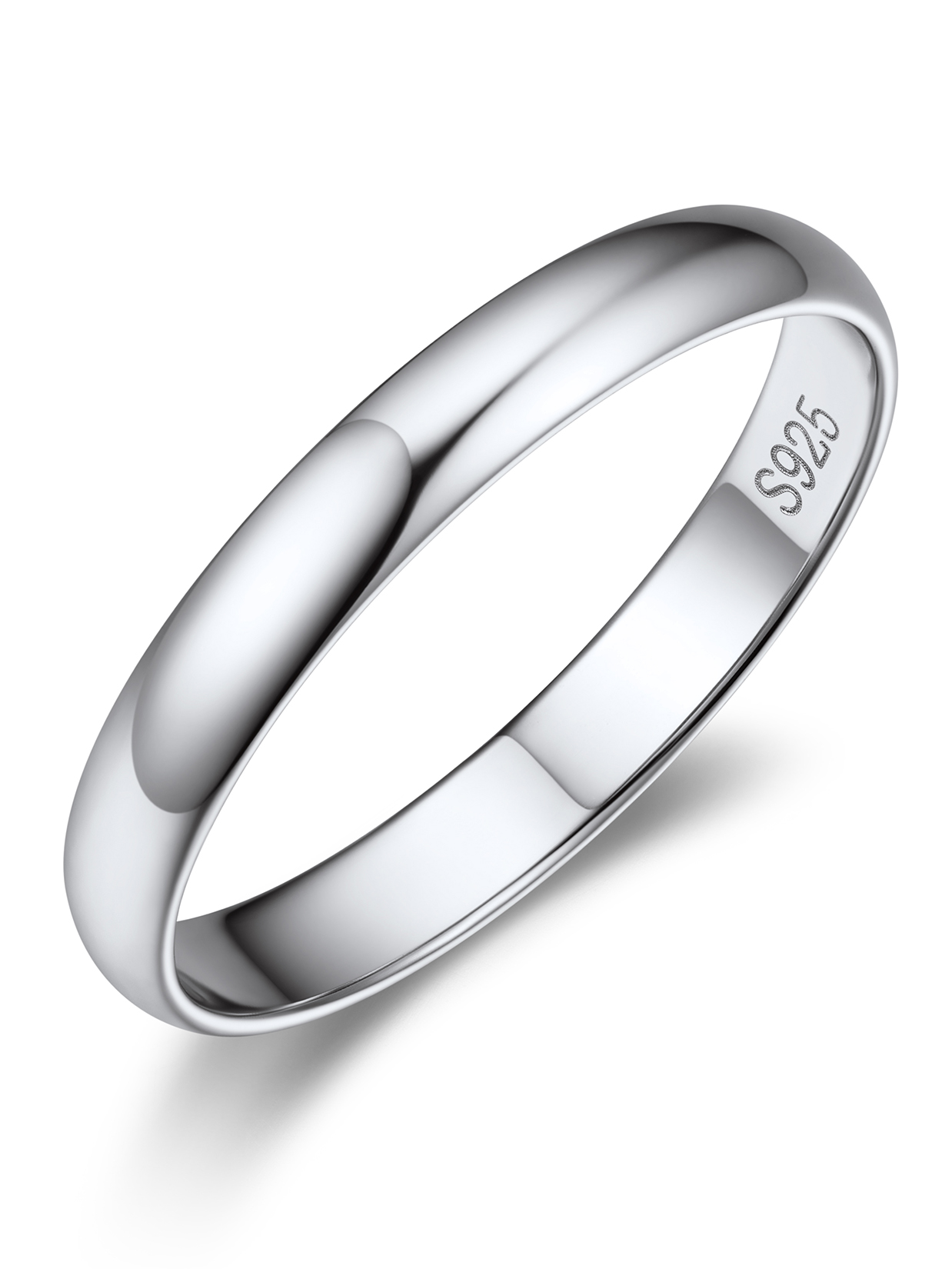 Silver Plain Dome High Polished Wedding Band Rings