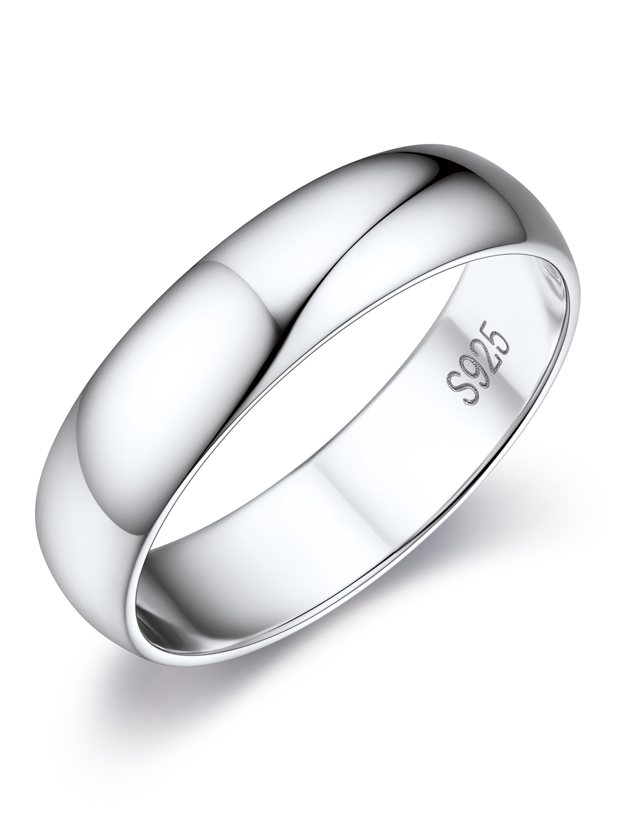Silver Plain Dome High Polished Wedding Band Rings