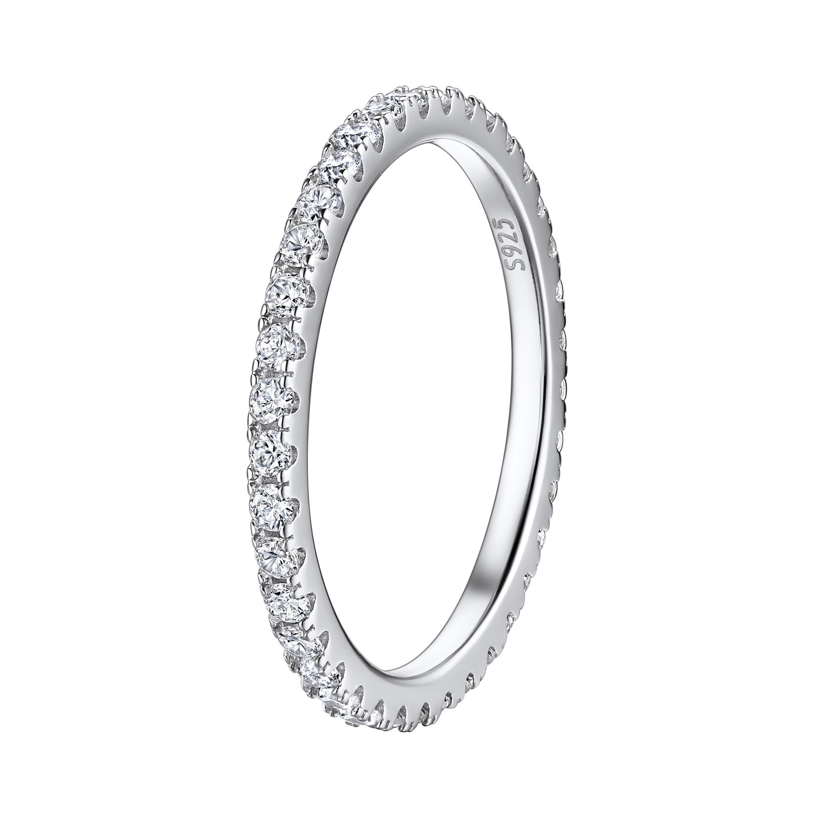 Cubic Zirconia Stackable Engagement Eternity Wedding Band Ring