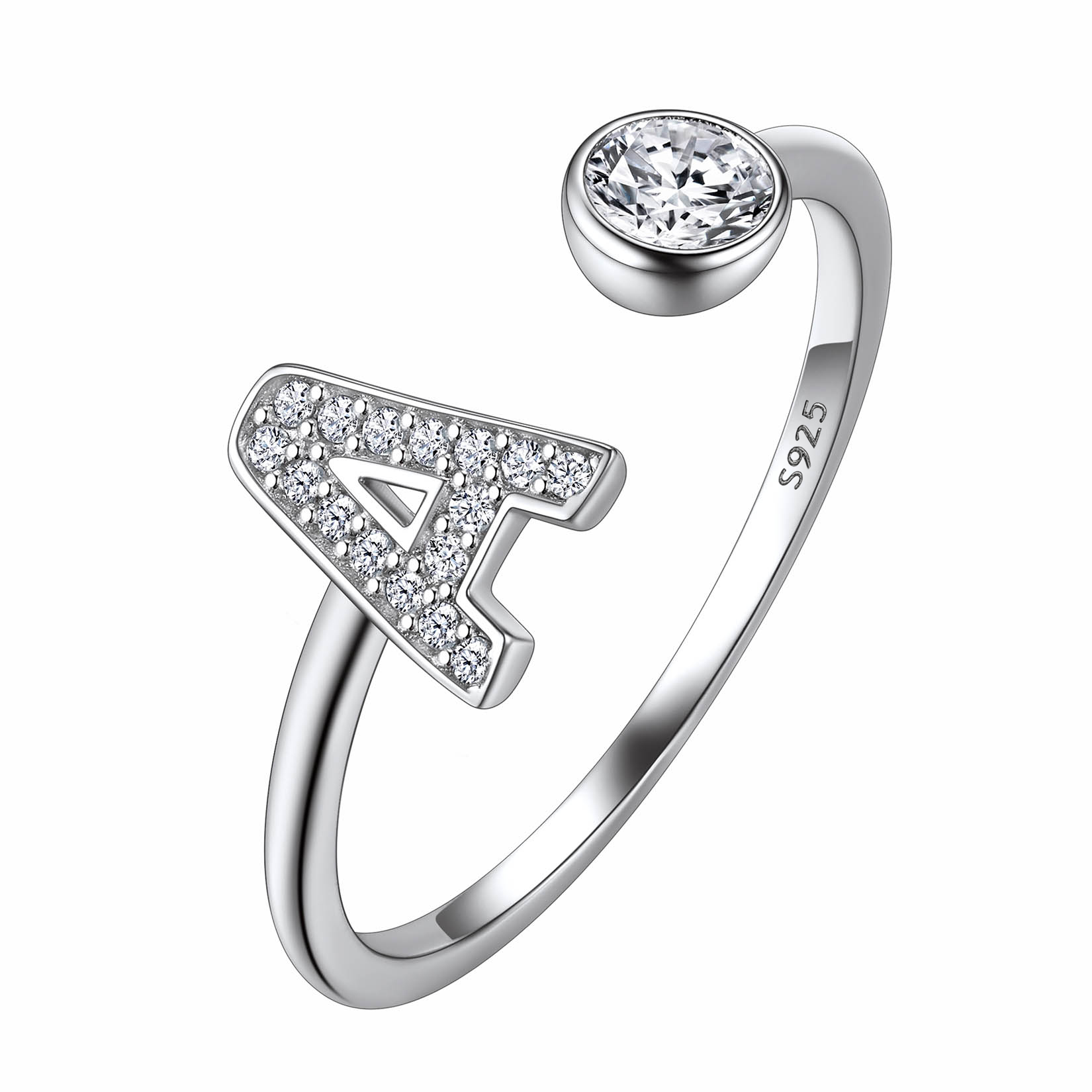 Cubic Zirconia Initial Statement Open Ring