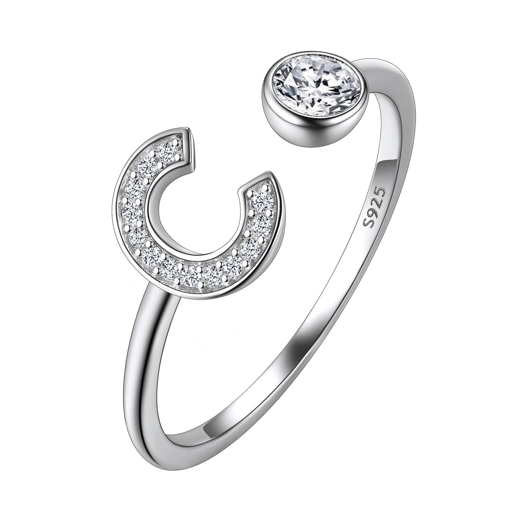 Cubic Zirconia Initial Statement Open Ring