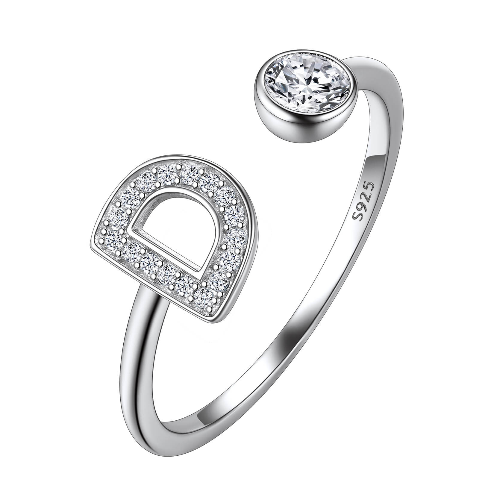 Cubic Zirconia Initial Statement Open Ring