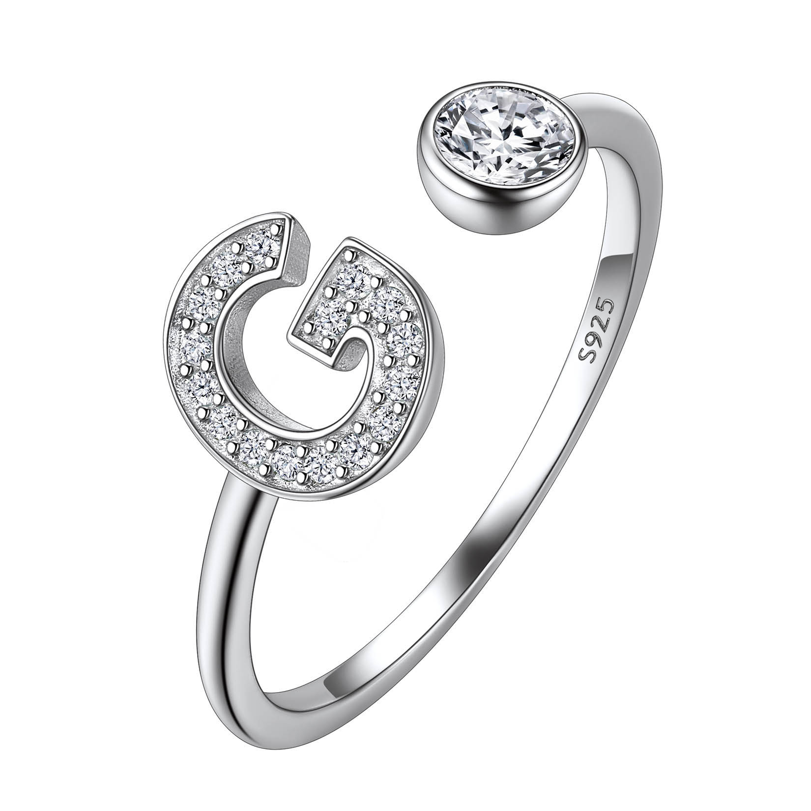 Cubic Zirconia Initial Statement Open Ring
