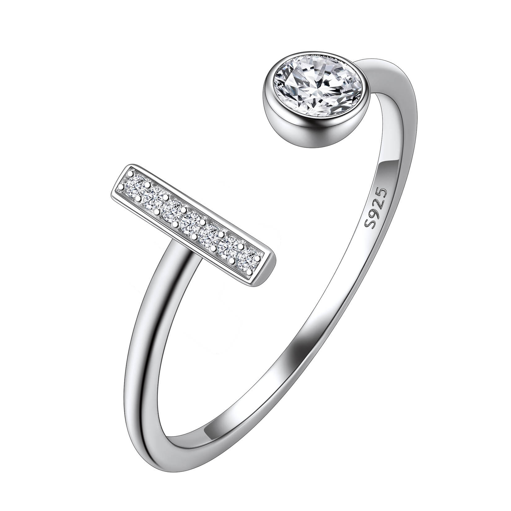 Cubic Zirconia Initial Statement Open Ring