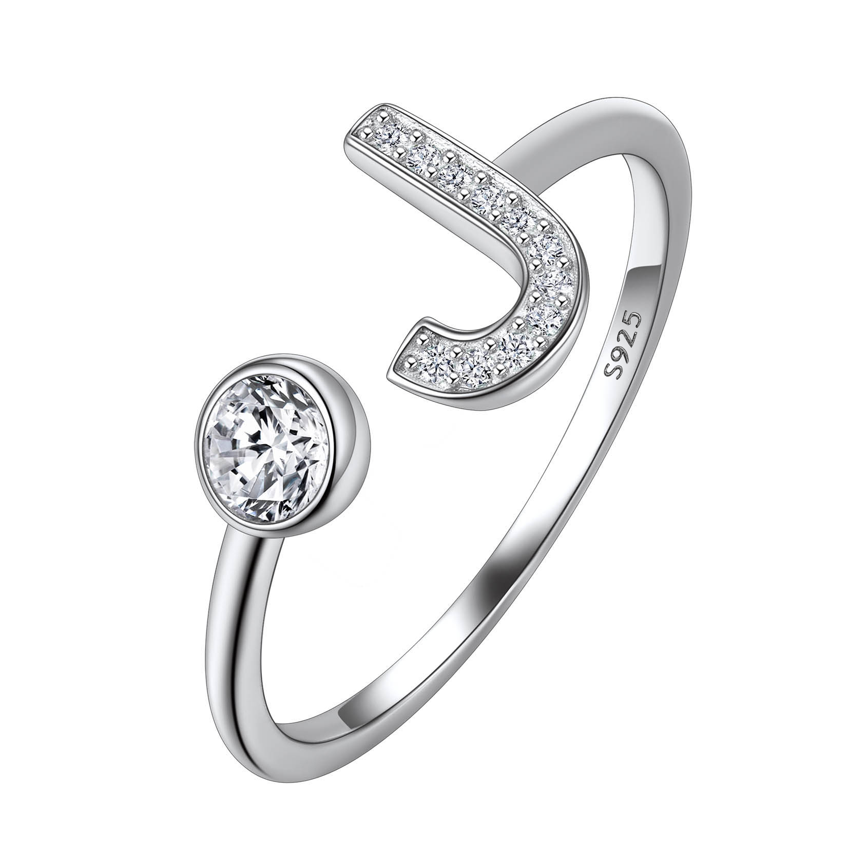 Cubic Zirconia Initial Statement Open Ring