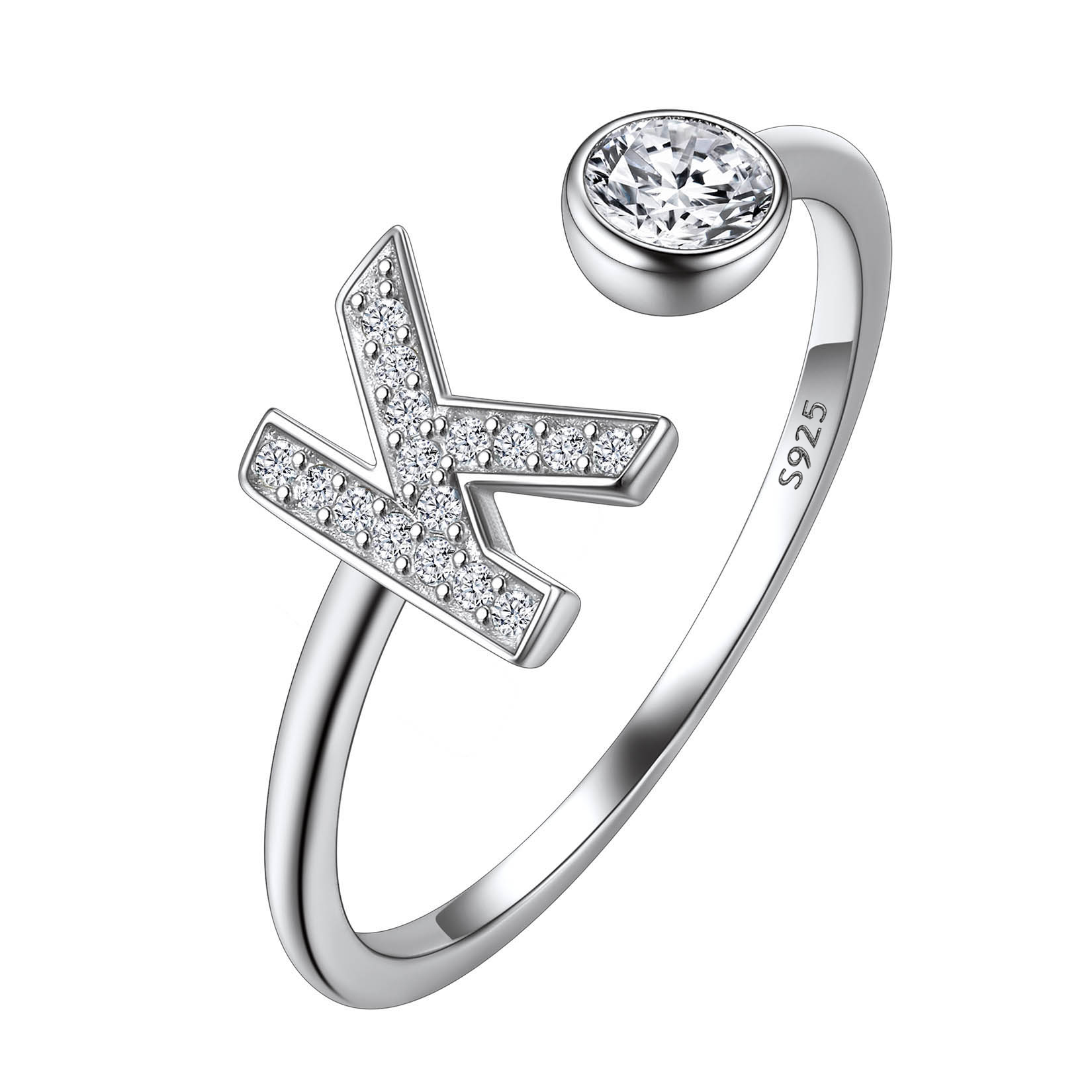 Cubic Zirconia Initial Statement Open Ring