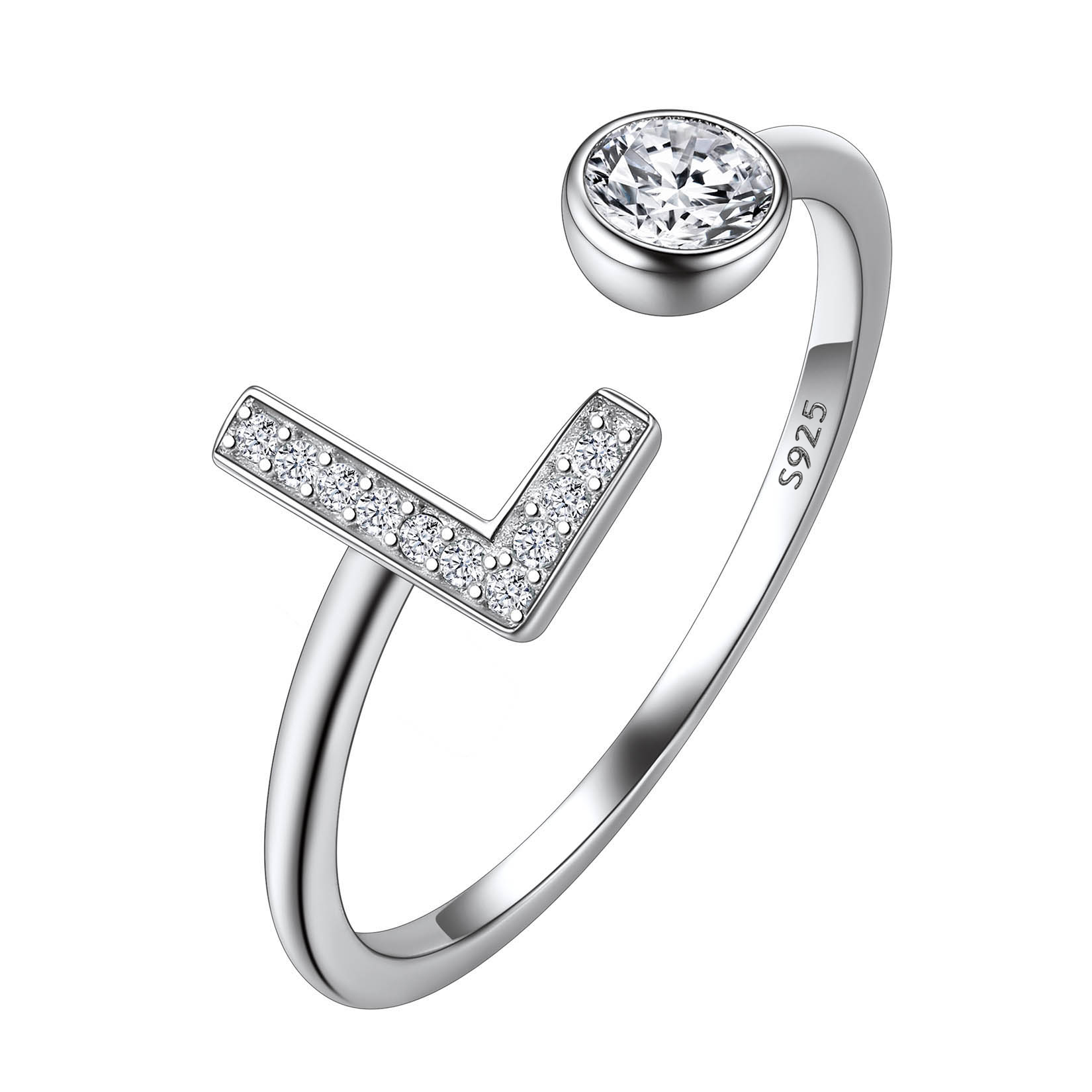Cubic Zirconia Initial Statement Open Ring