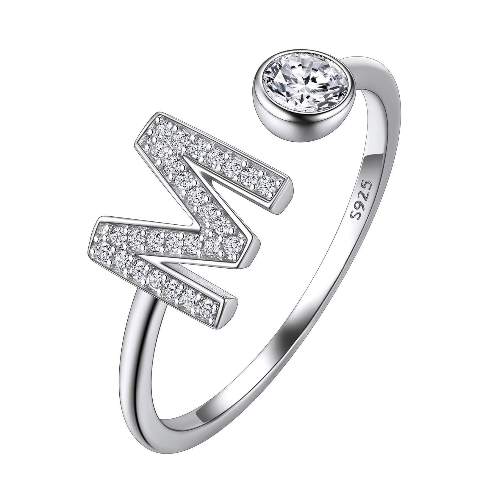 Cubic Zirconia Initial Statement Open Ring