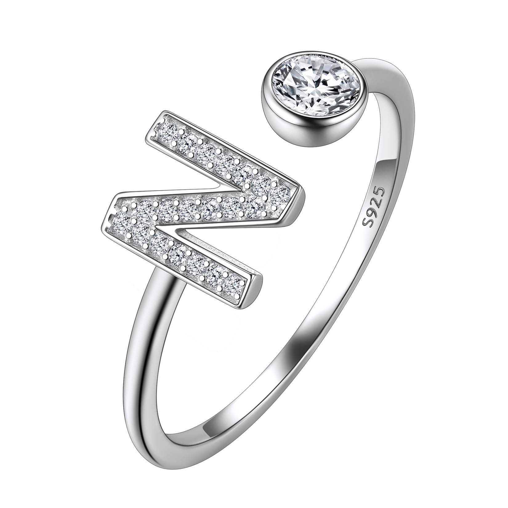 Cubic Zirconia Initial Statement Open Ring