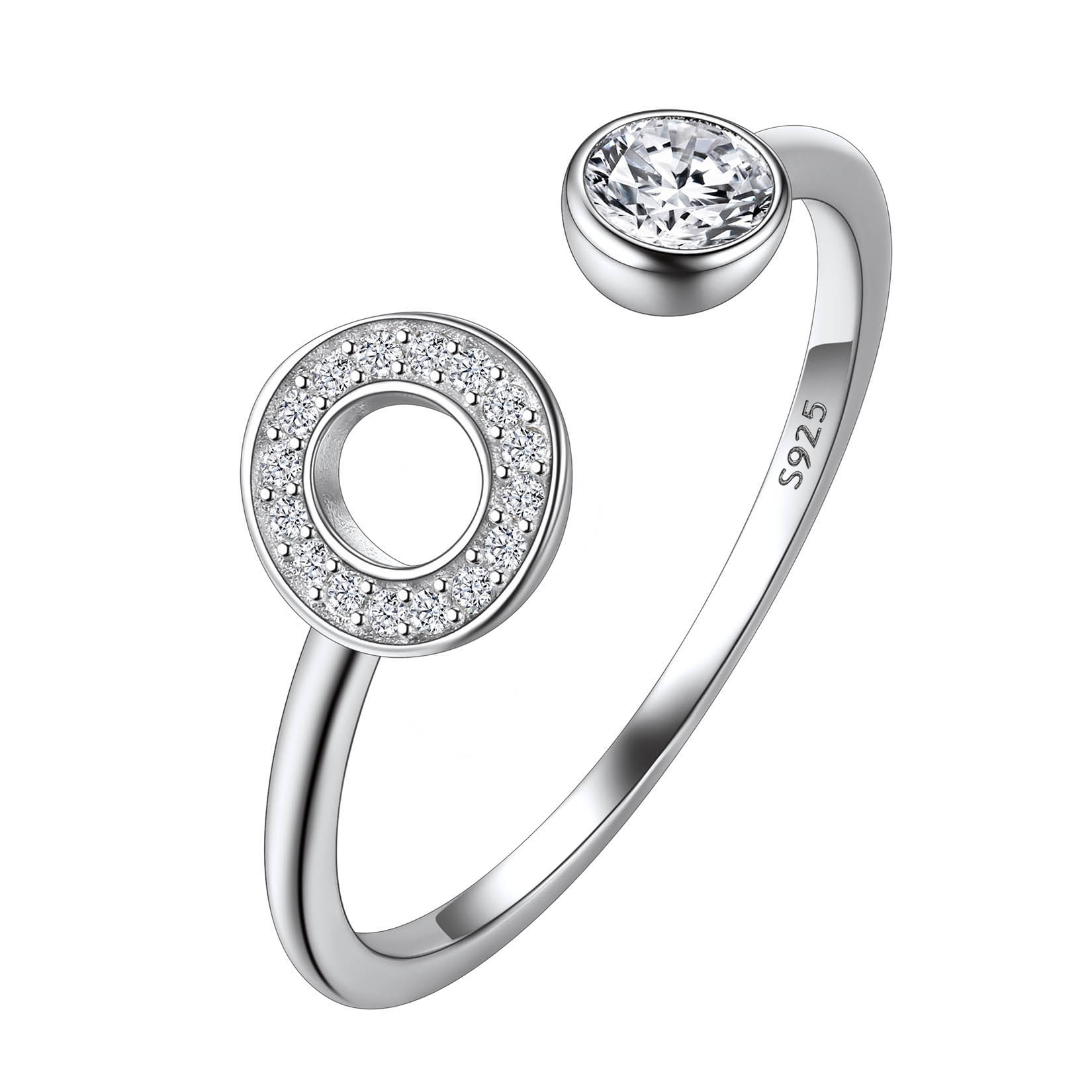 Cubic Zirconia Initial Statement Open Ring