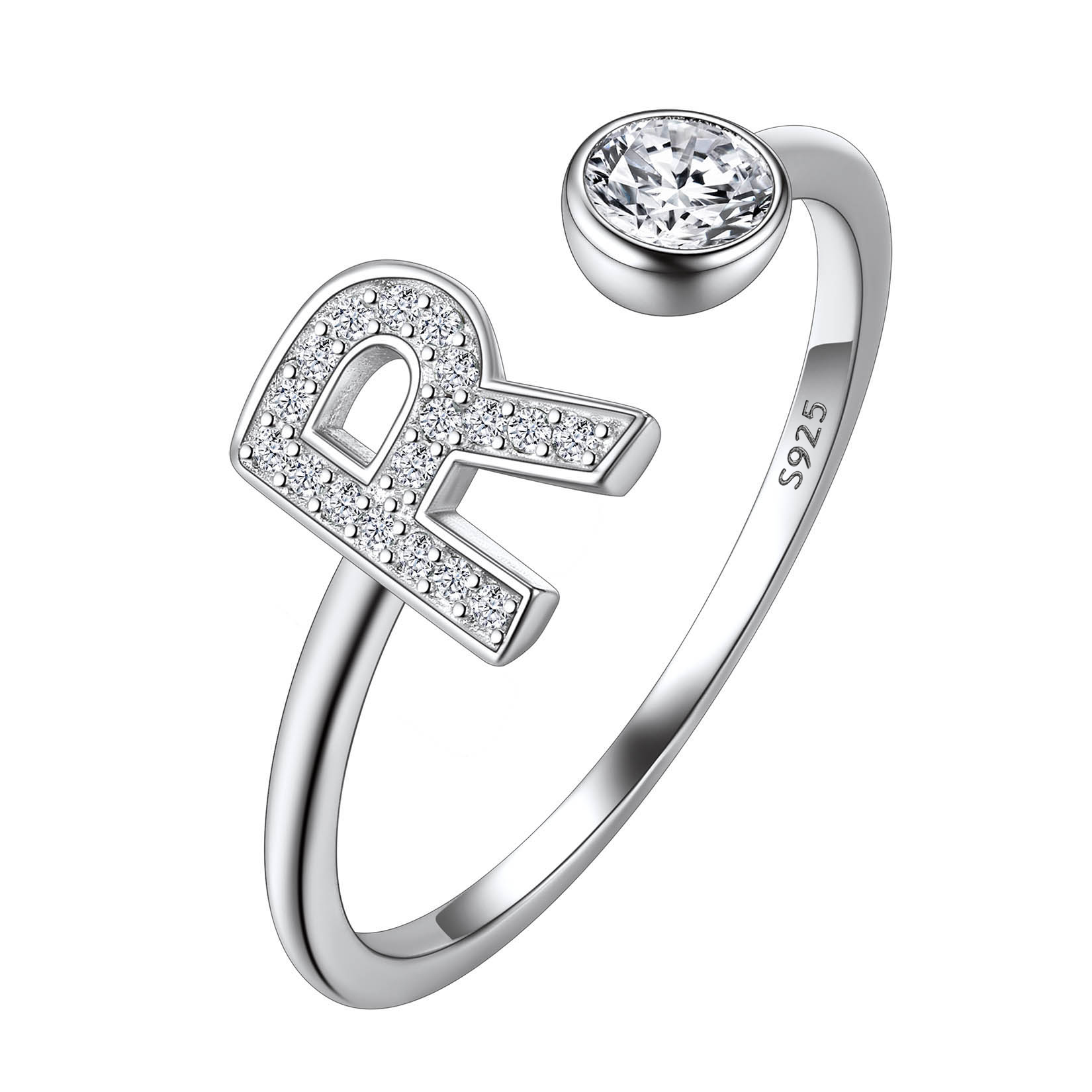 Cubic Zirconia Initial Statement Open Ring