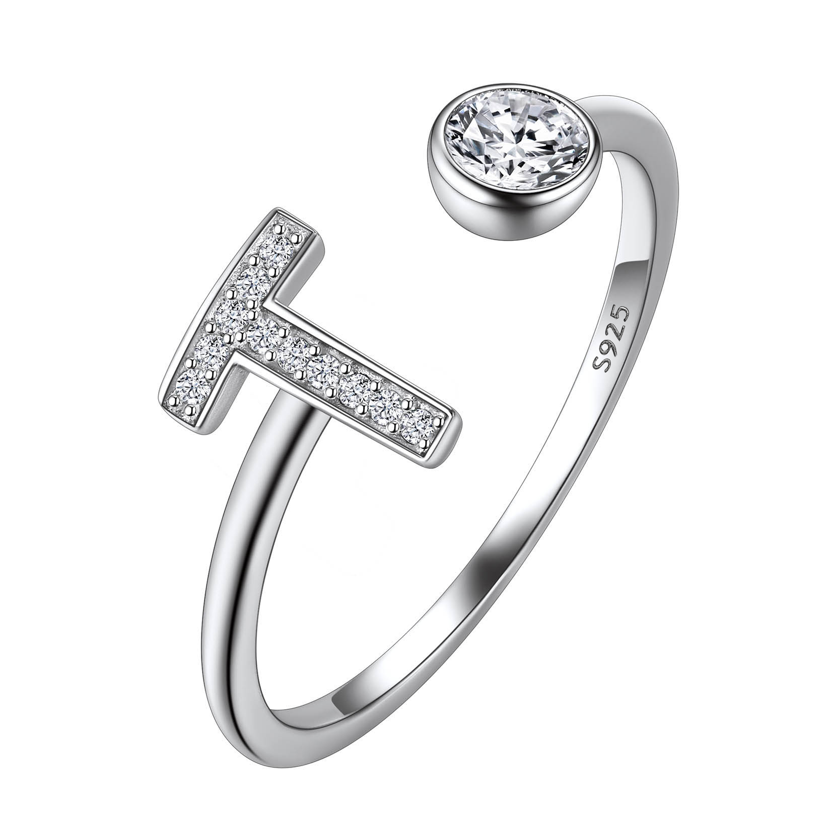 Cubic Zirconia Initial Statement Open Ring