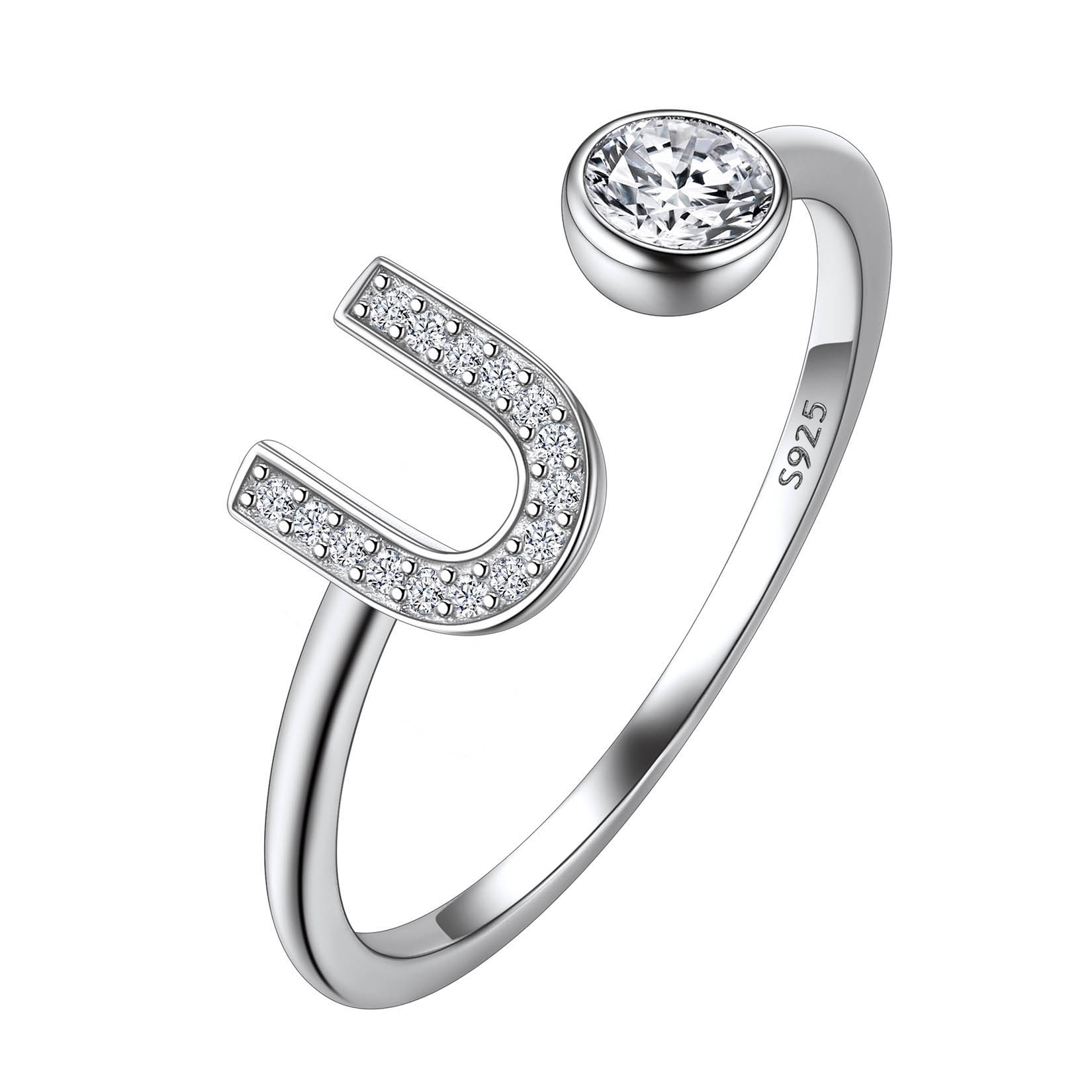 Cubic Zirconia Initial Statement Open Ring