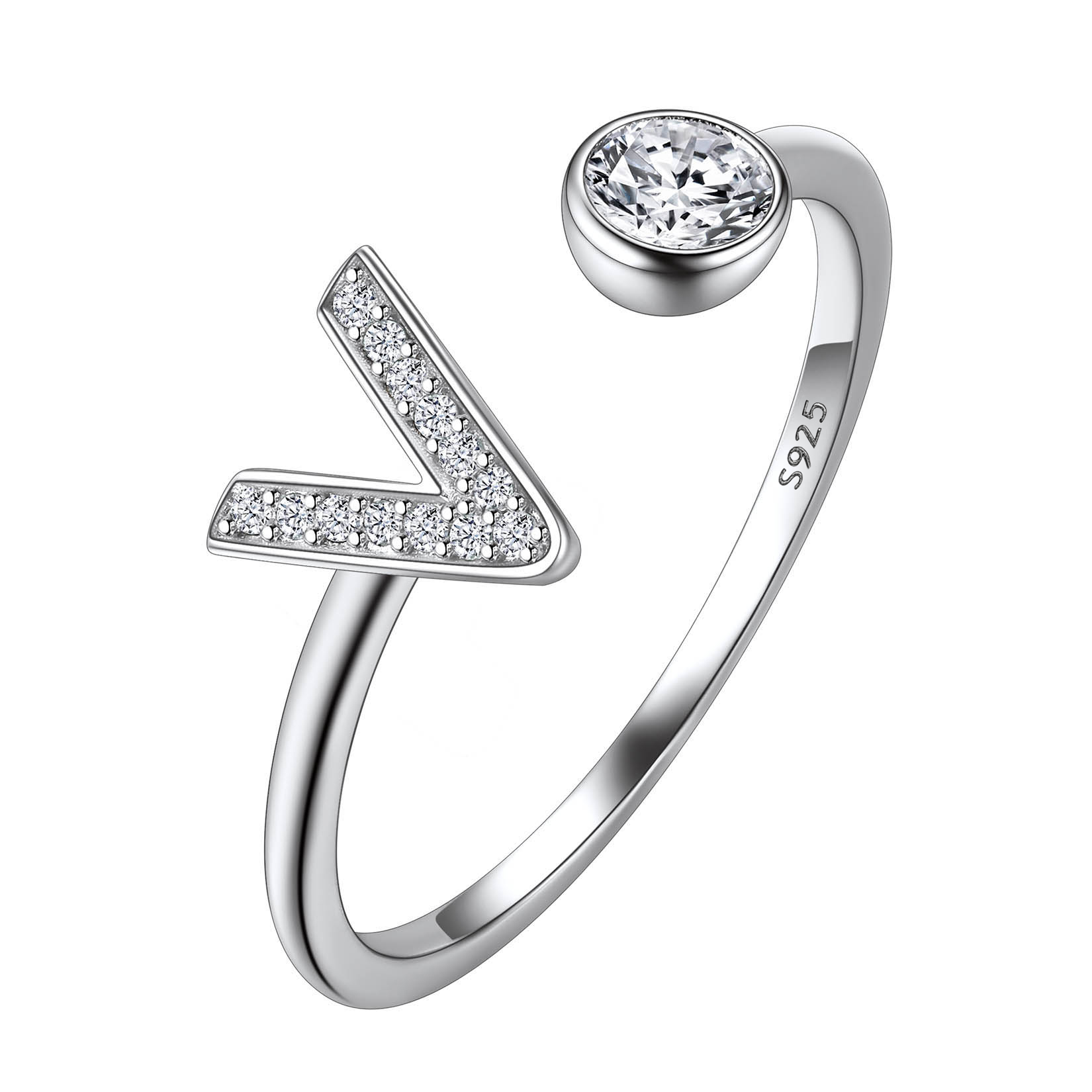 Cubic Zirconia Initial Statement Open Ring