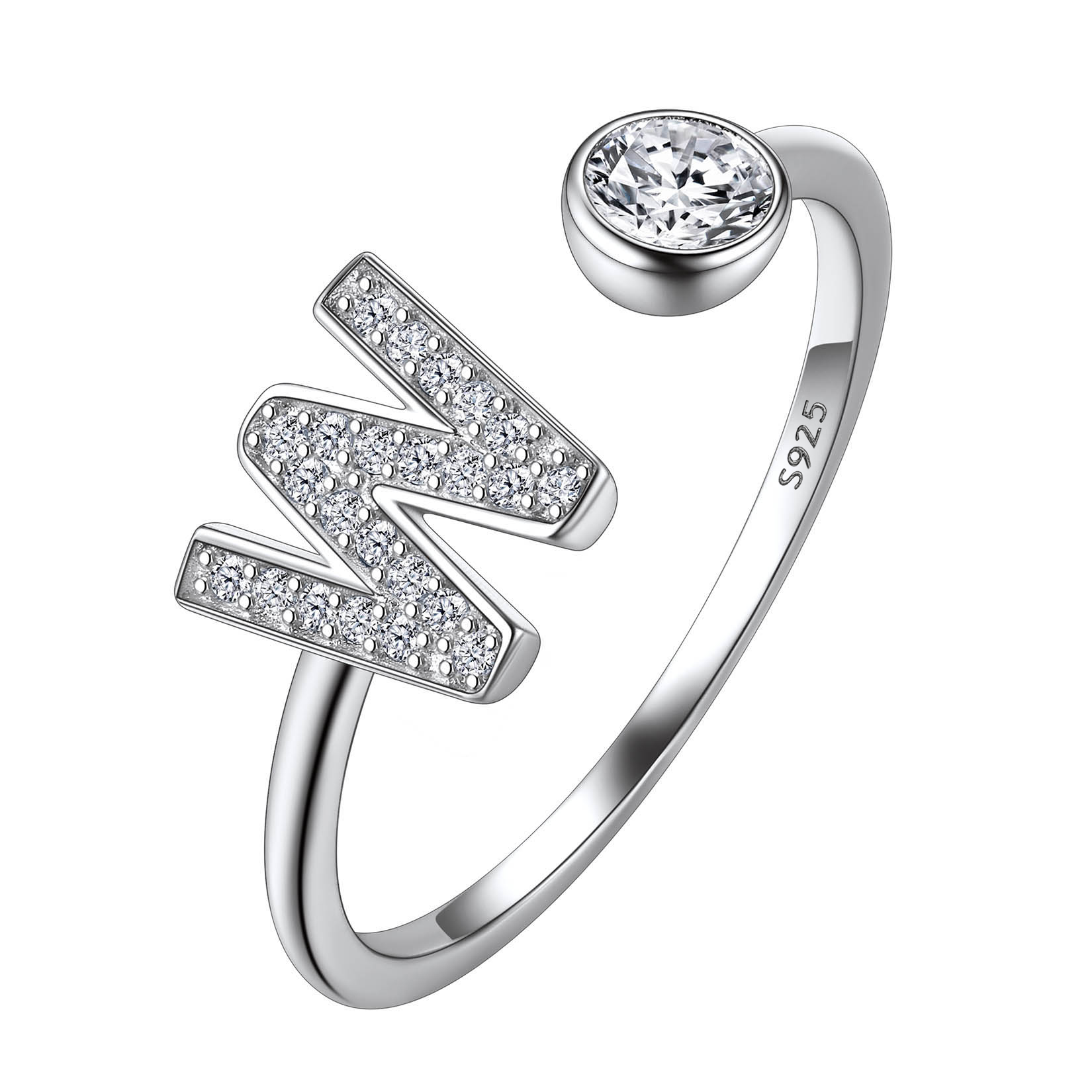 Cubic Zirconia Initial Statement Open Ring
