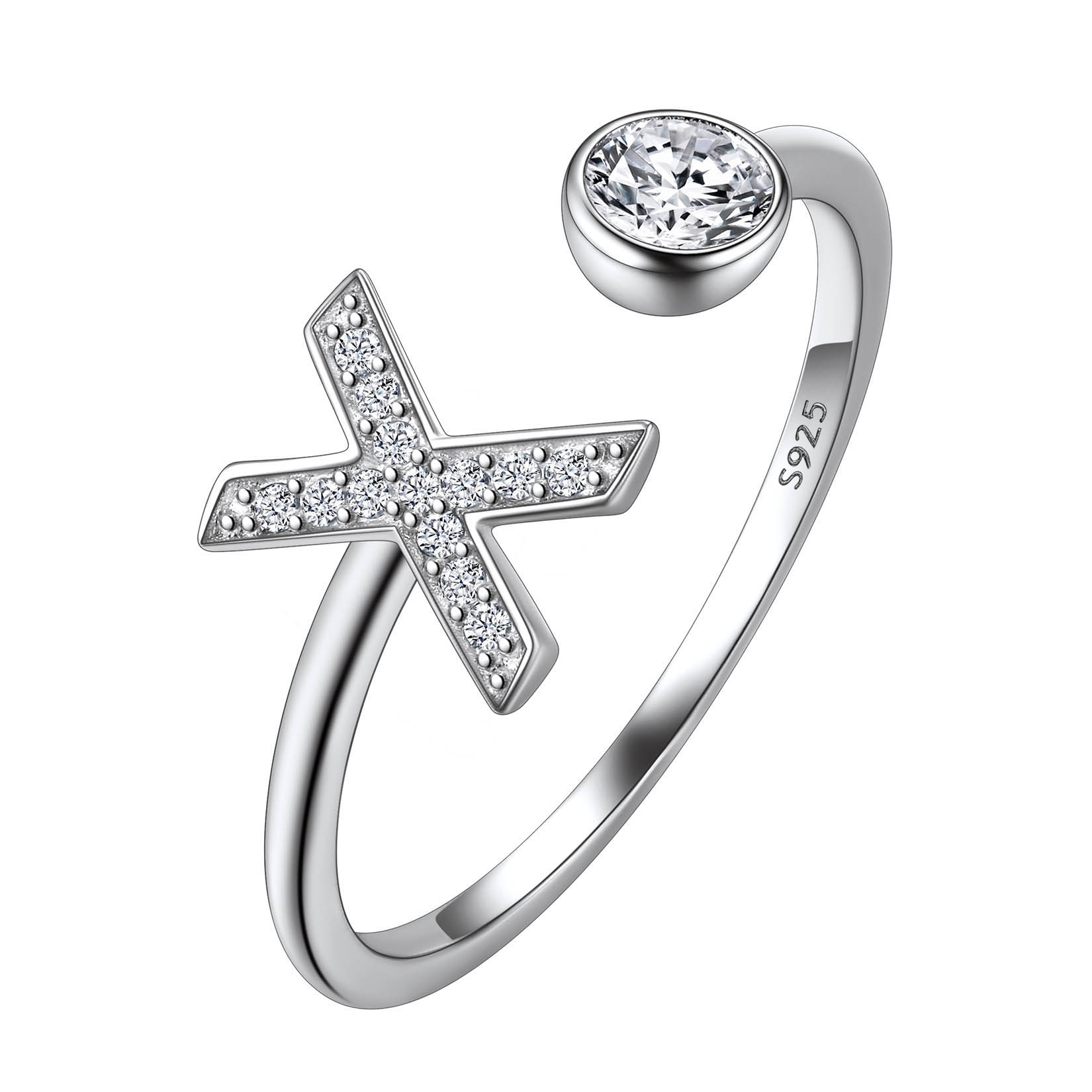 Cubic Zirconia Initial Statement Open Ring