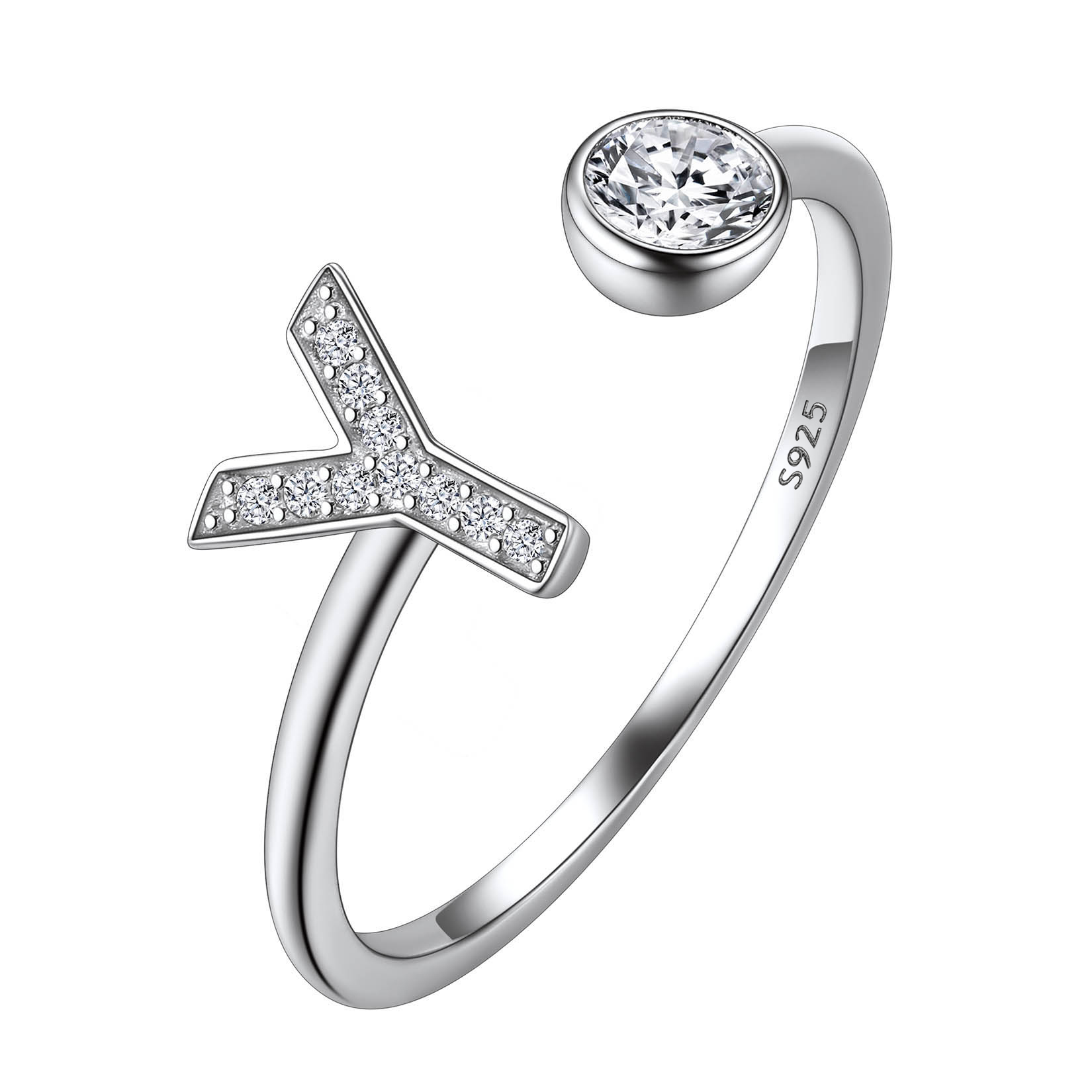 Cubic Zirconia Initial Statement Open Ring