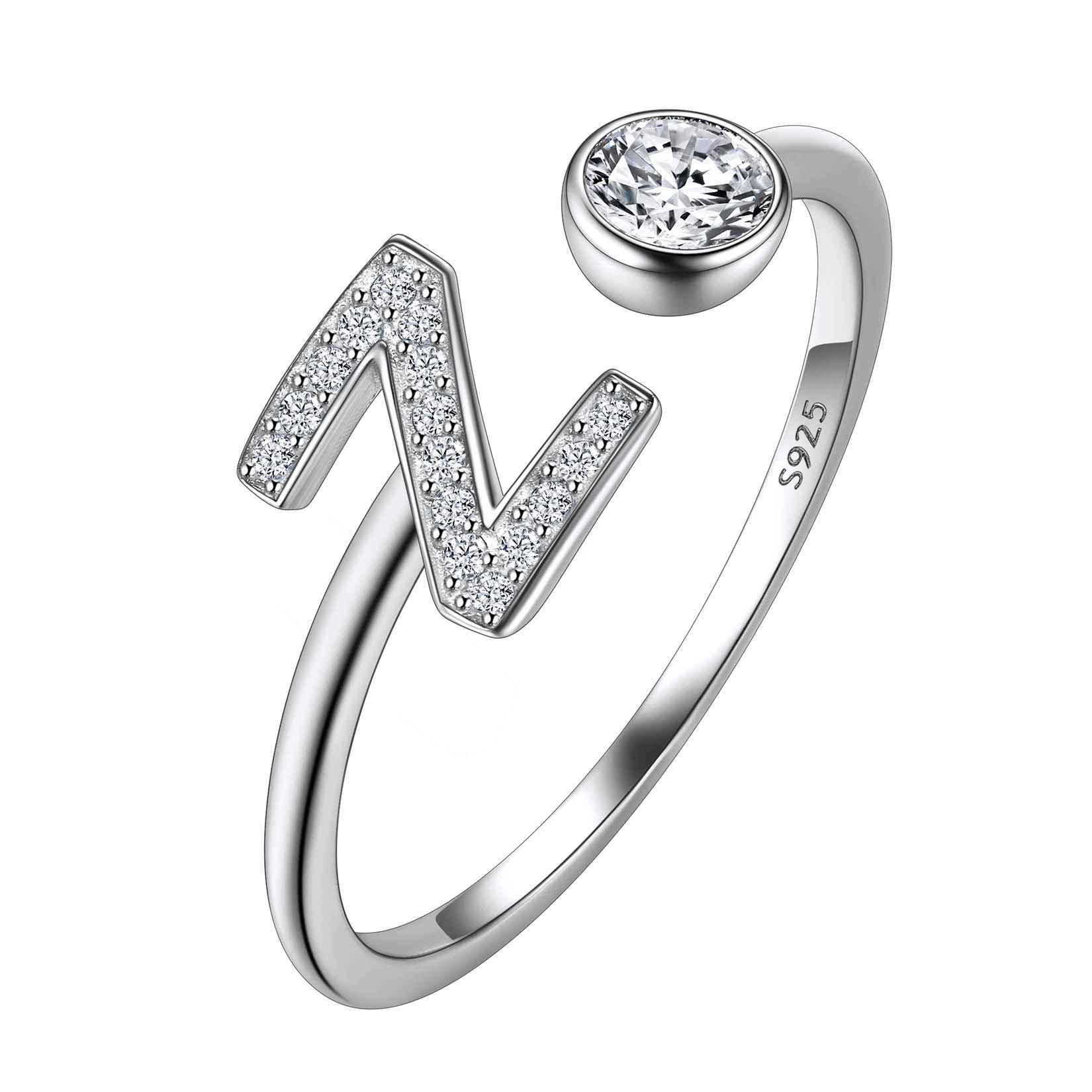 Cubic Zirconia Initial Statement Open Ring