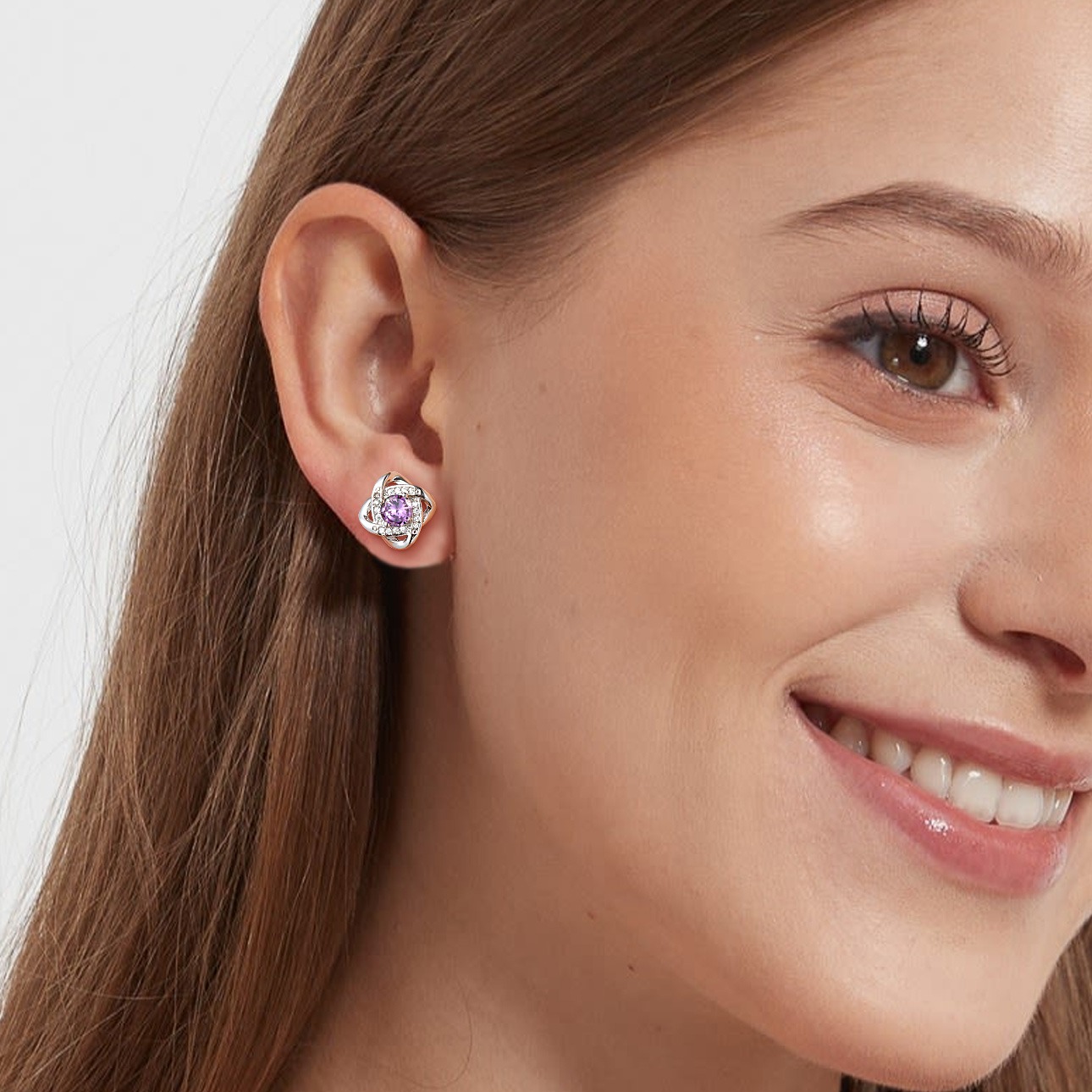 Love Knot Birthstone Stud Earrings for Her