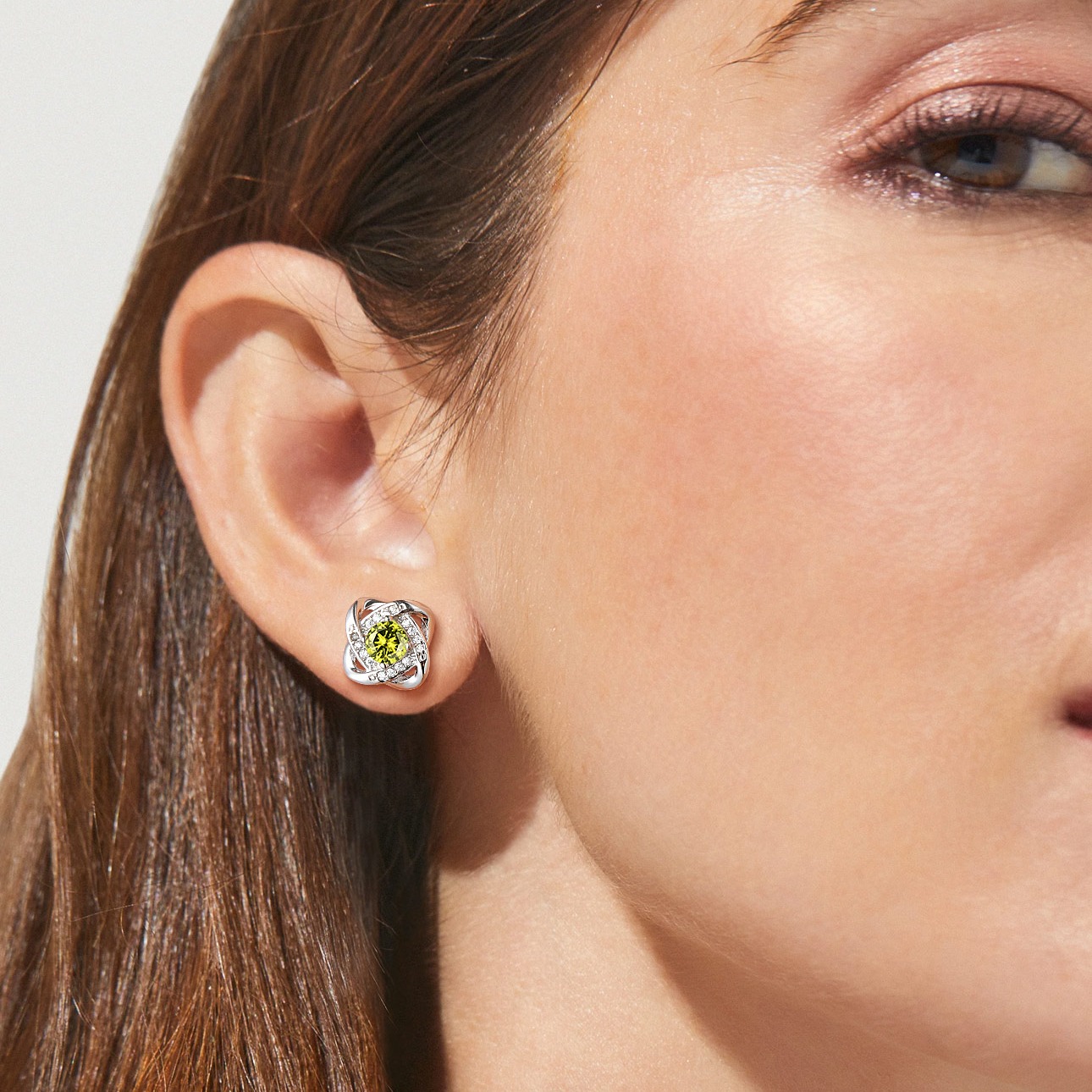 Love Knot Birthstone Stud Earrings for Her
