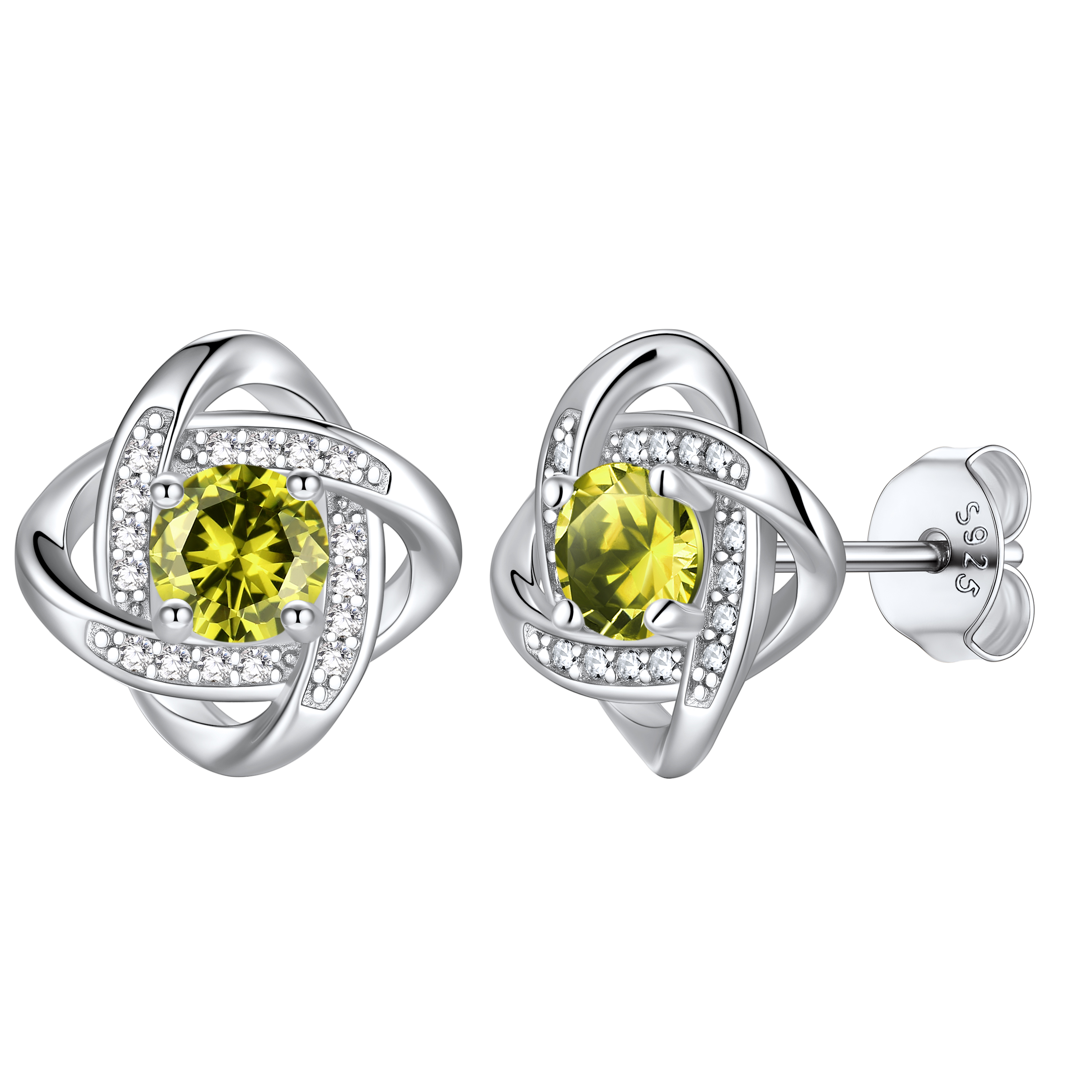 Love Knot Birthstone Stud Earrings for Her