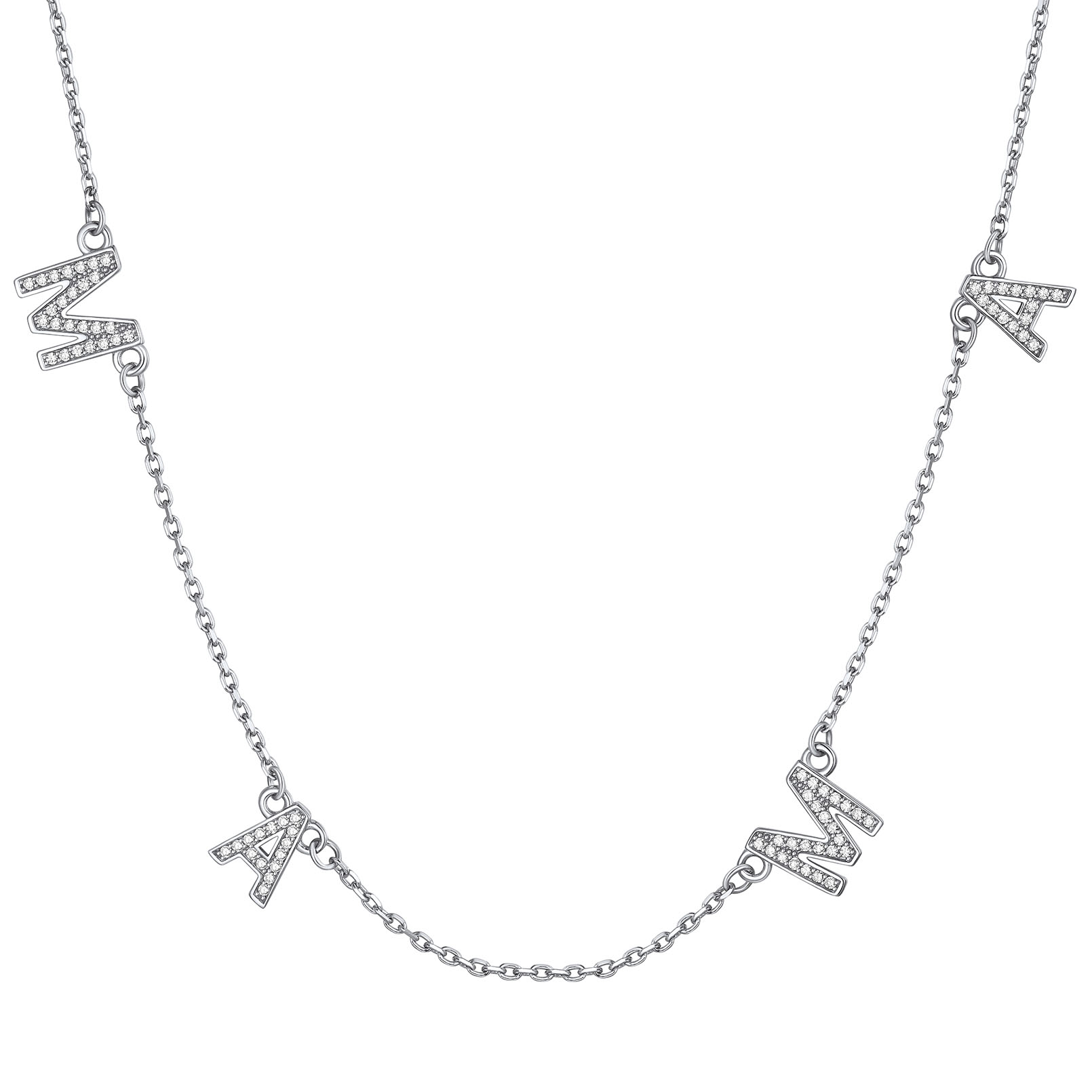 MAMA Letter Choker Necklace With AAA Cubic Zirconia 925 Sterling Silver - main image
