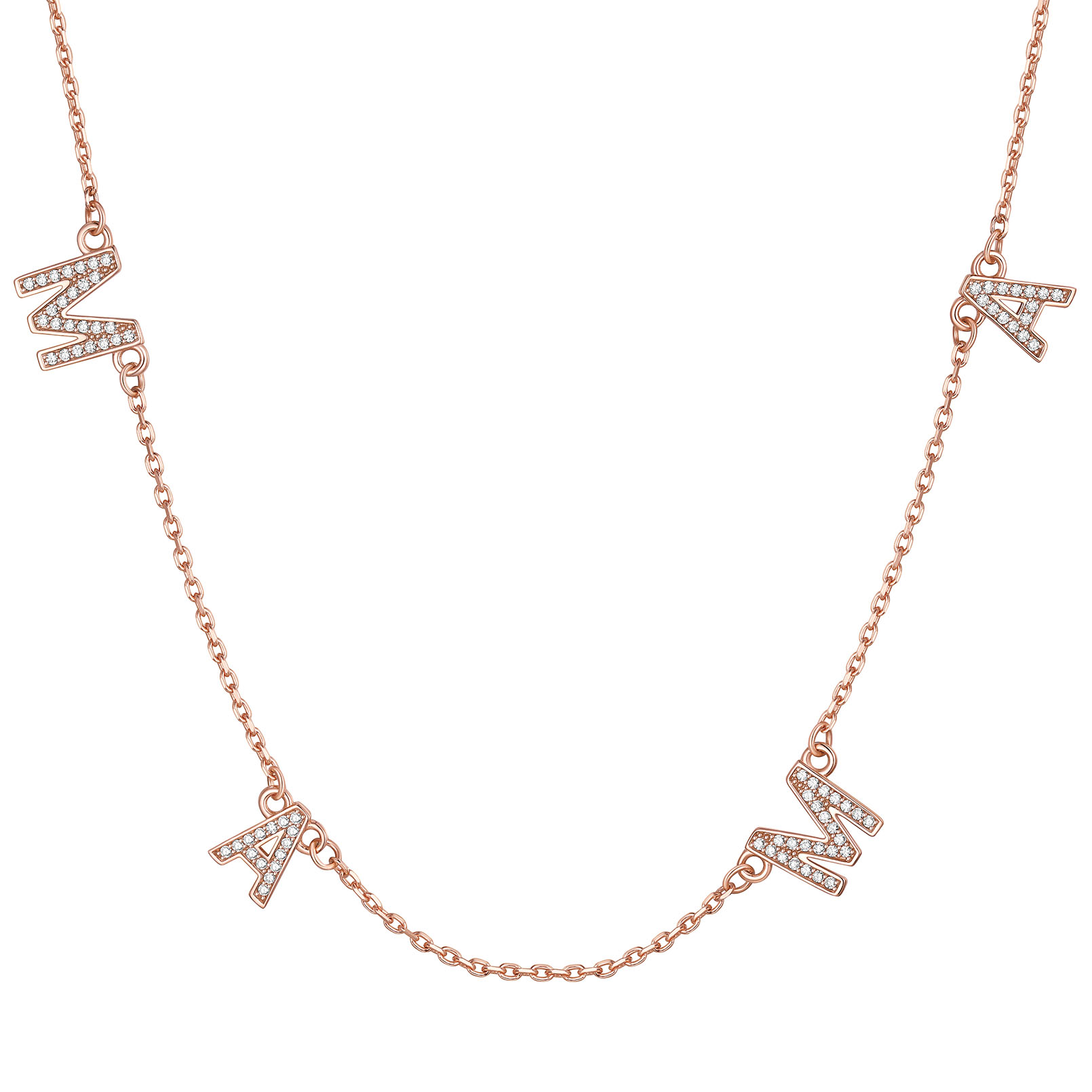 MAMA Letter Choker Necklace With AAA Cubic Zirconia Rose Gold Plated - main image