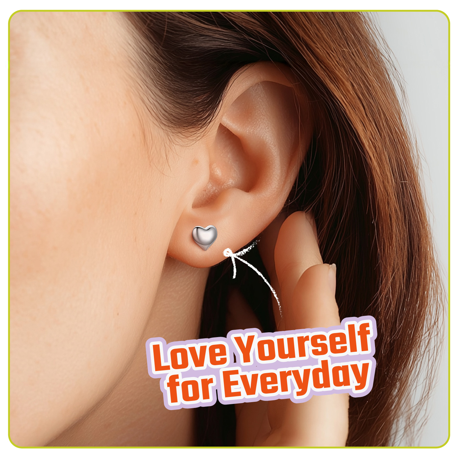 Hypoallergenic Lightweight Puff Heart Silver Studs Earrings for Women, Ladies, Mother, Friends, girlfriend