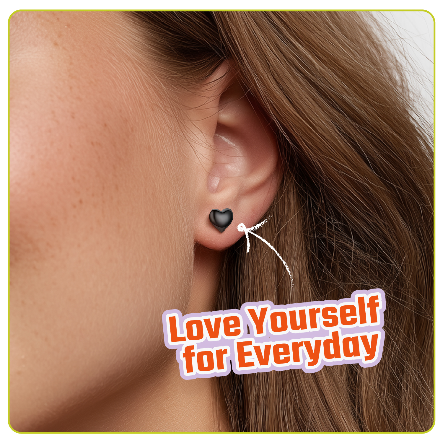 Hypoallergenic Lightweight Puff Black Heart Studs Earrings for Women, Ladies, Mother, Friends, girlfriend