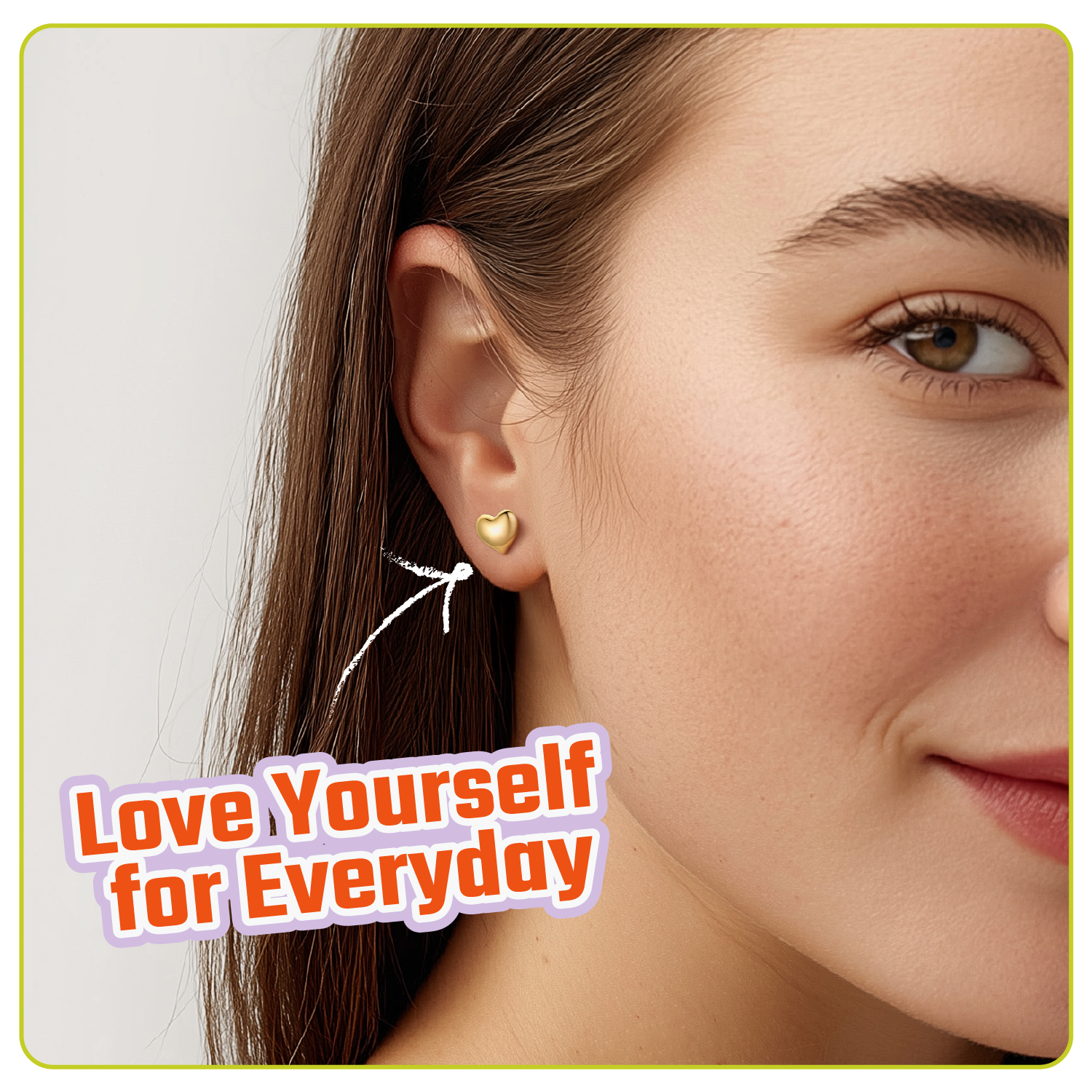 Hypoallergenic Lightweight Puff Gold Heart Studs Earrings for Women, Ladies, Mother, Friends, girlfriend