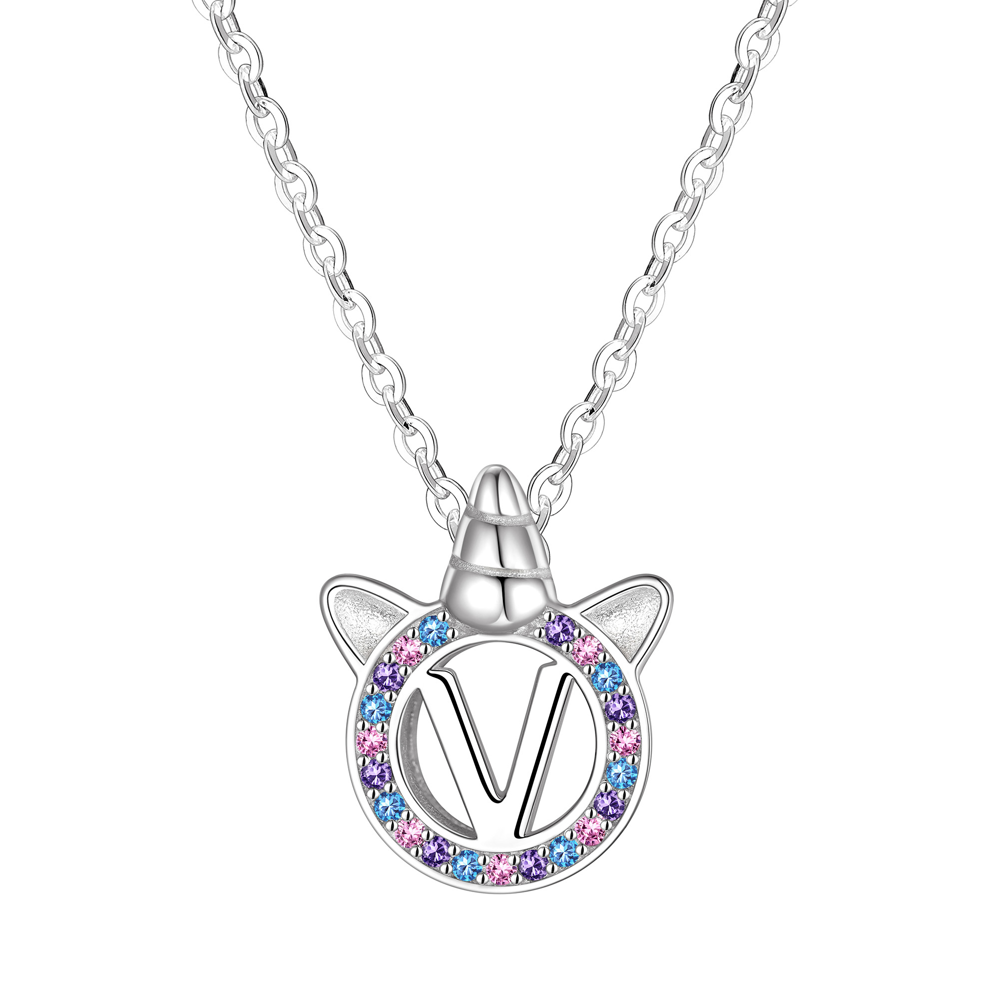 [Copy]Dainty Cubic Zirconia Initial Necklace