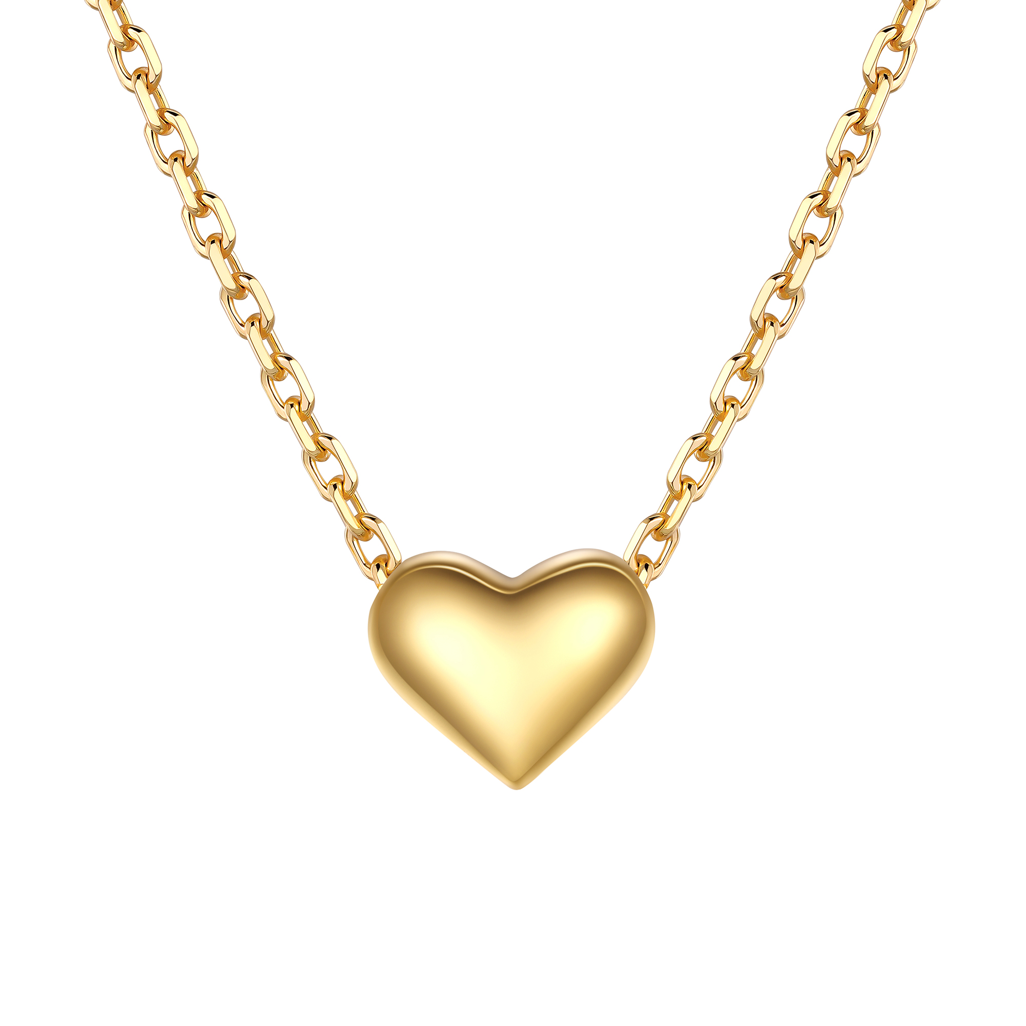 Tiny Dainty Puff Heart Pendant Gold Necklace