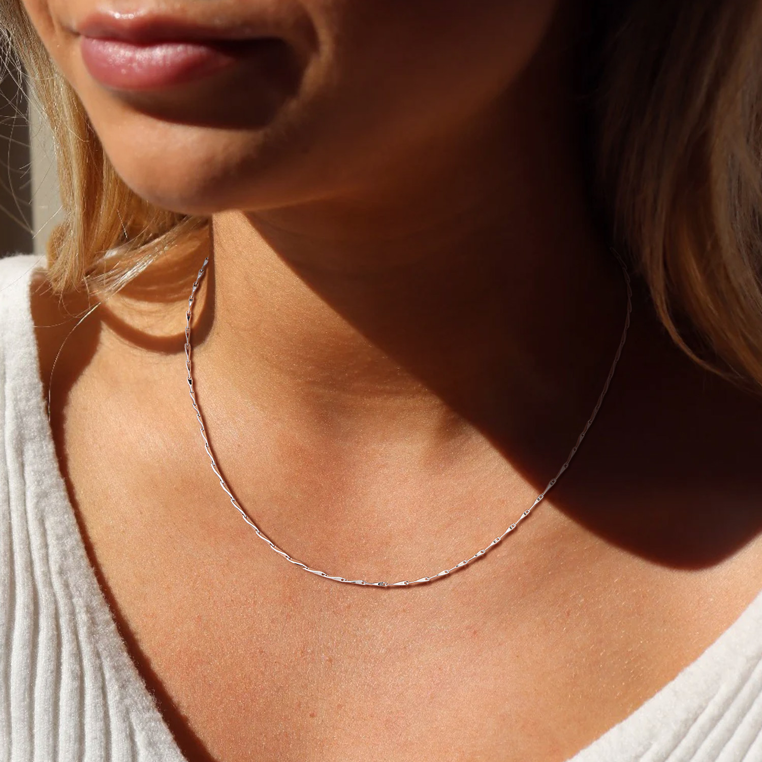 Minimalist Sterling Silver Bar Link Chain Necklace