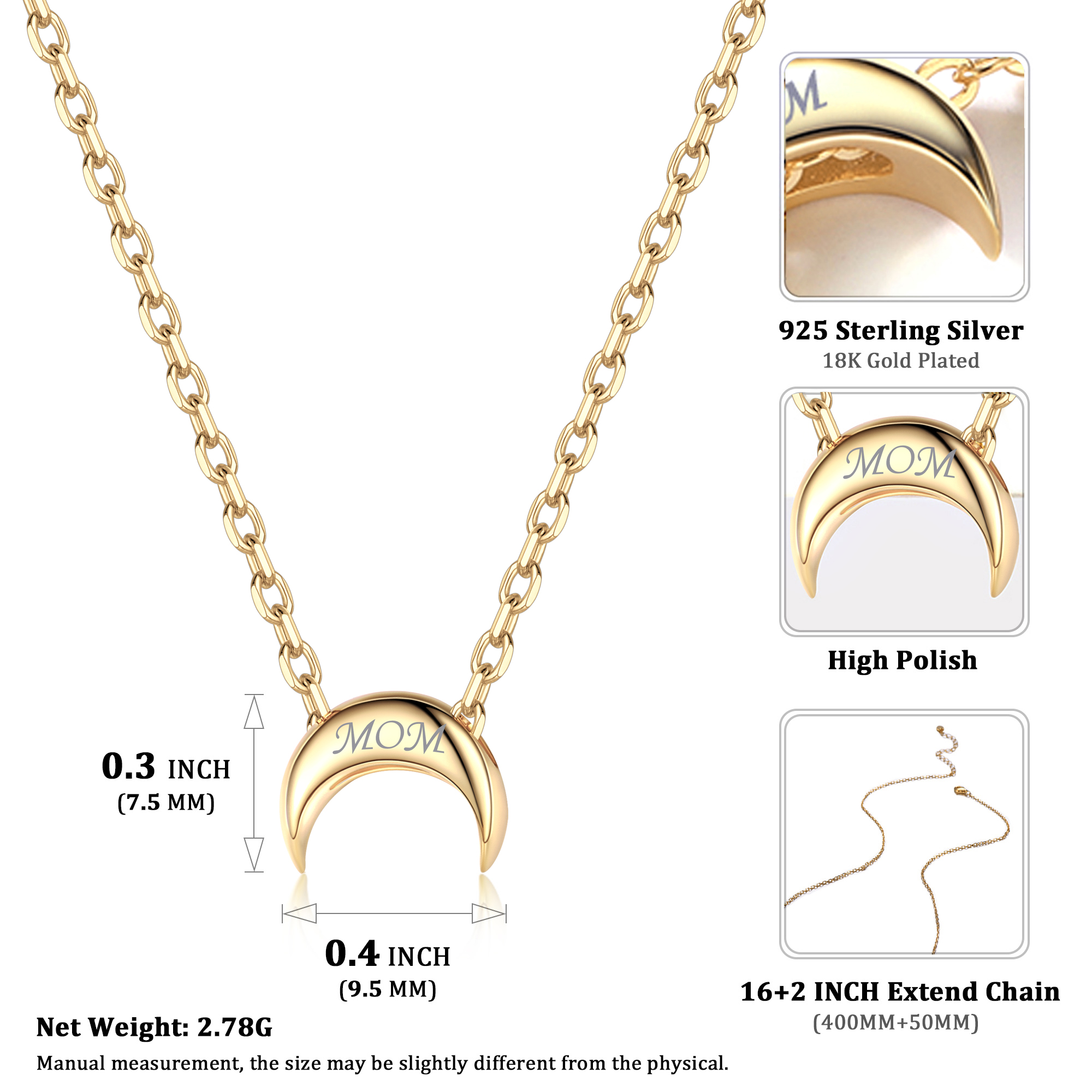 Moon Dainty Pendant Necklace