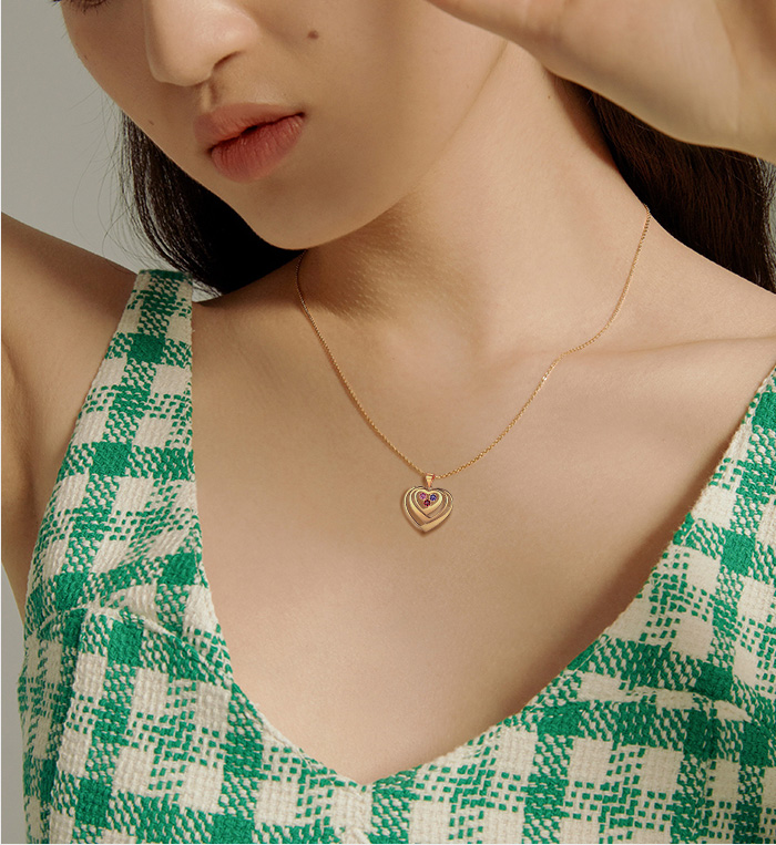 Heart surround Birthstone Engraved Necklace for Women, Ladies, Mother, Friends, Couples, girlfriend