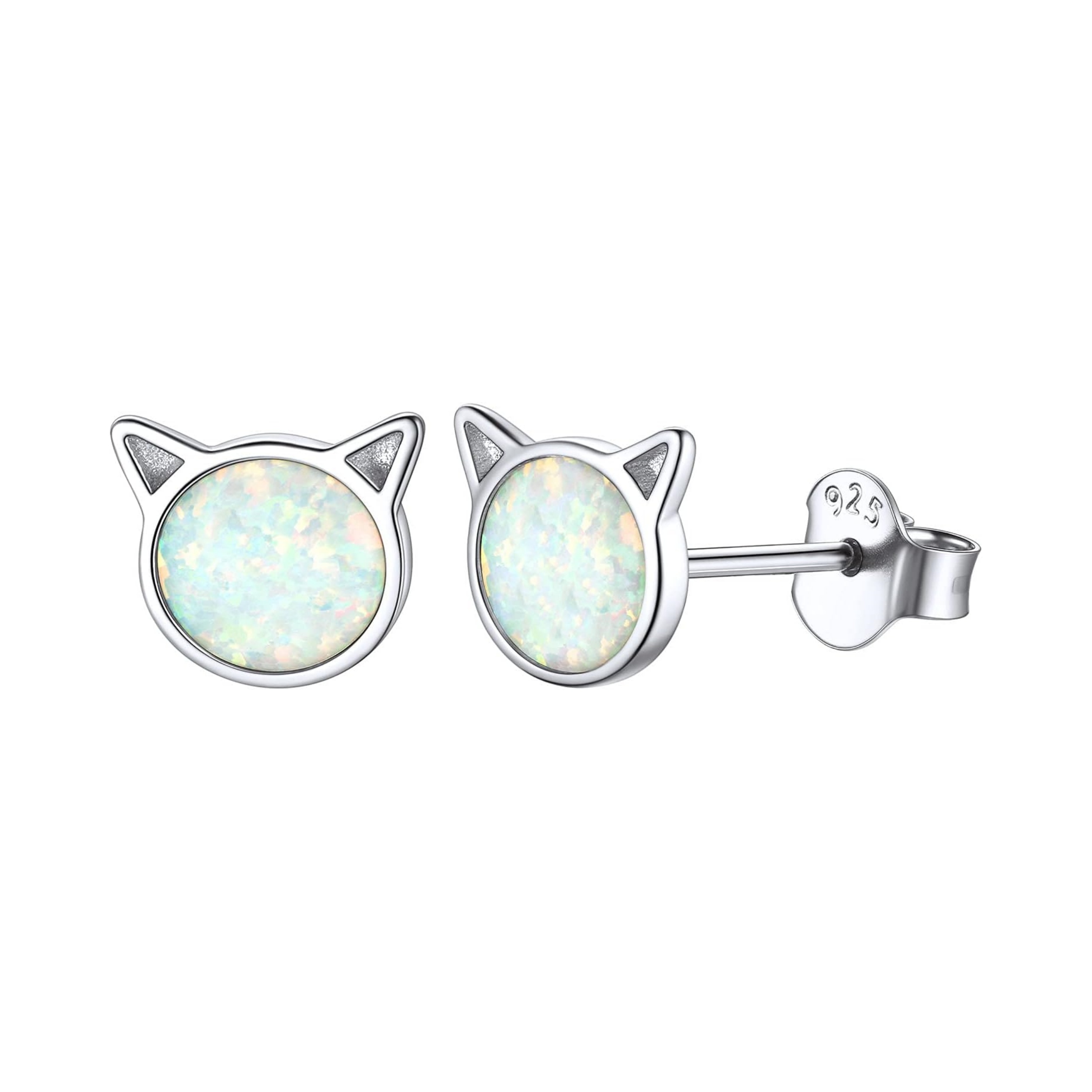 Opal Cat Stone Stud Earrings