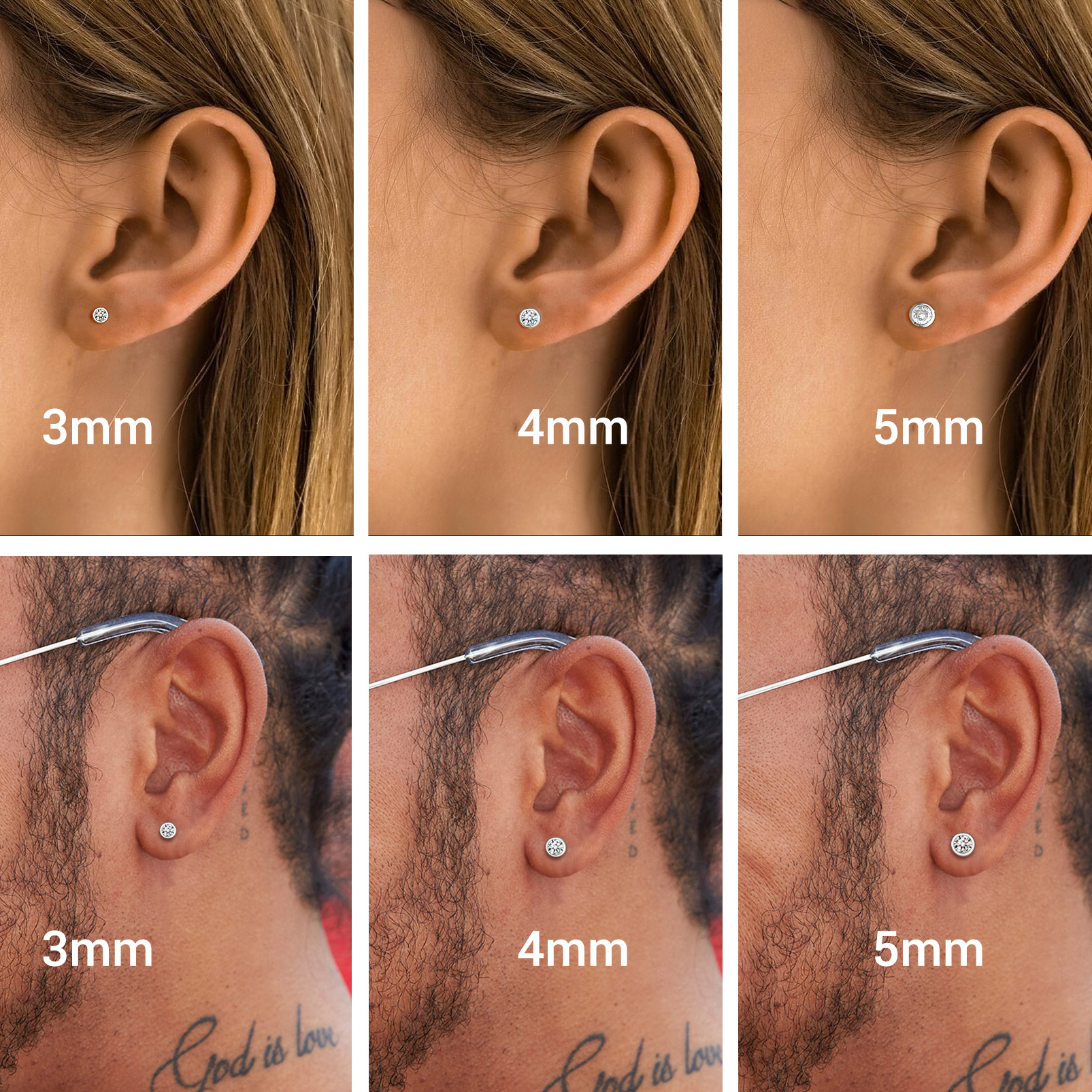 3PCS Minimalist Sparkling Cubic Zirconia Stud Earrings Set in three size