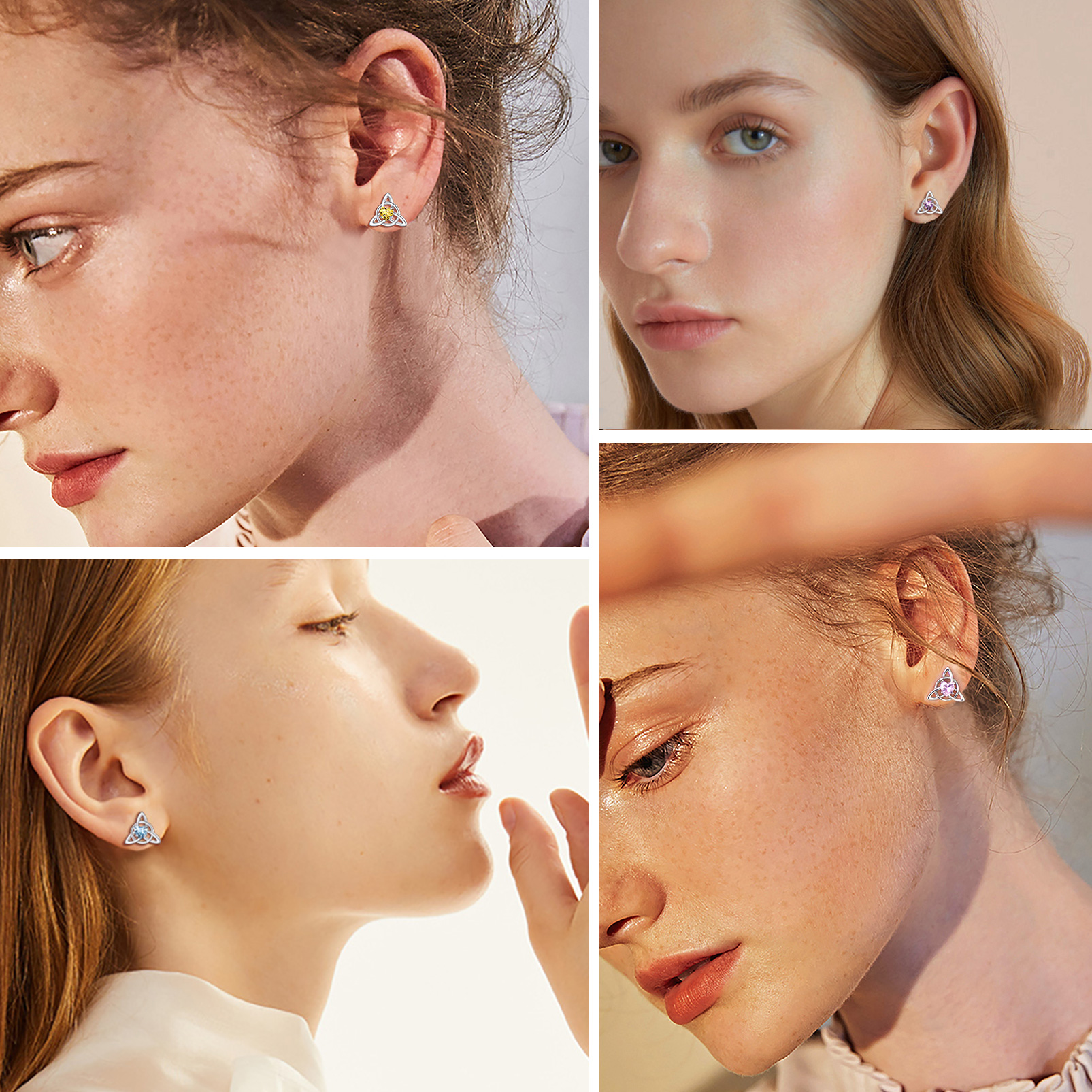 Celtic Knot Heart Adorned Birthstone Stud Earring for Women/Ladies/Mother/Friends/girlfriend