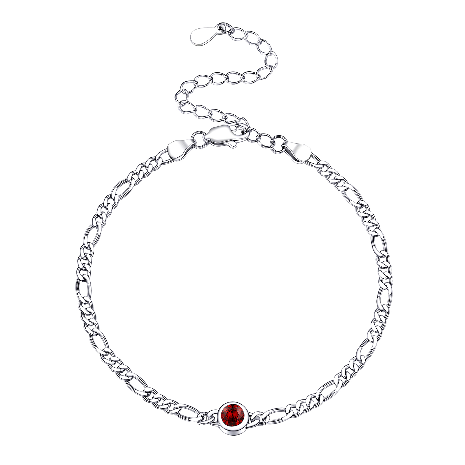 Dainty 3mm Thin Chain Bracelets Adorned Birthstone 
