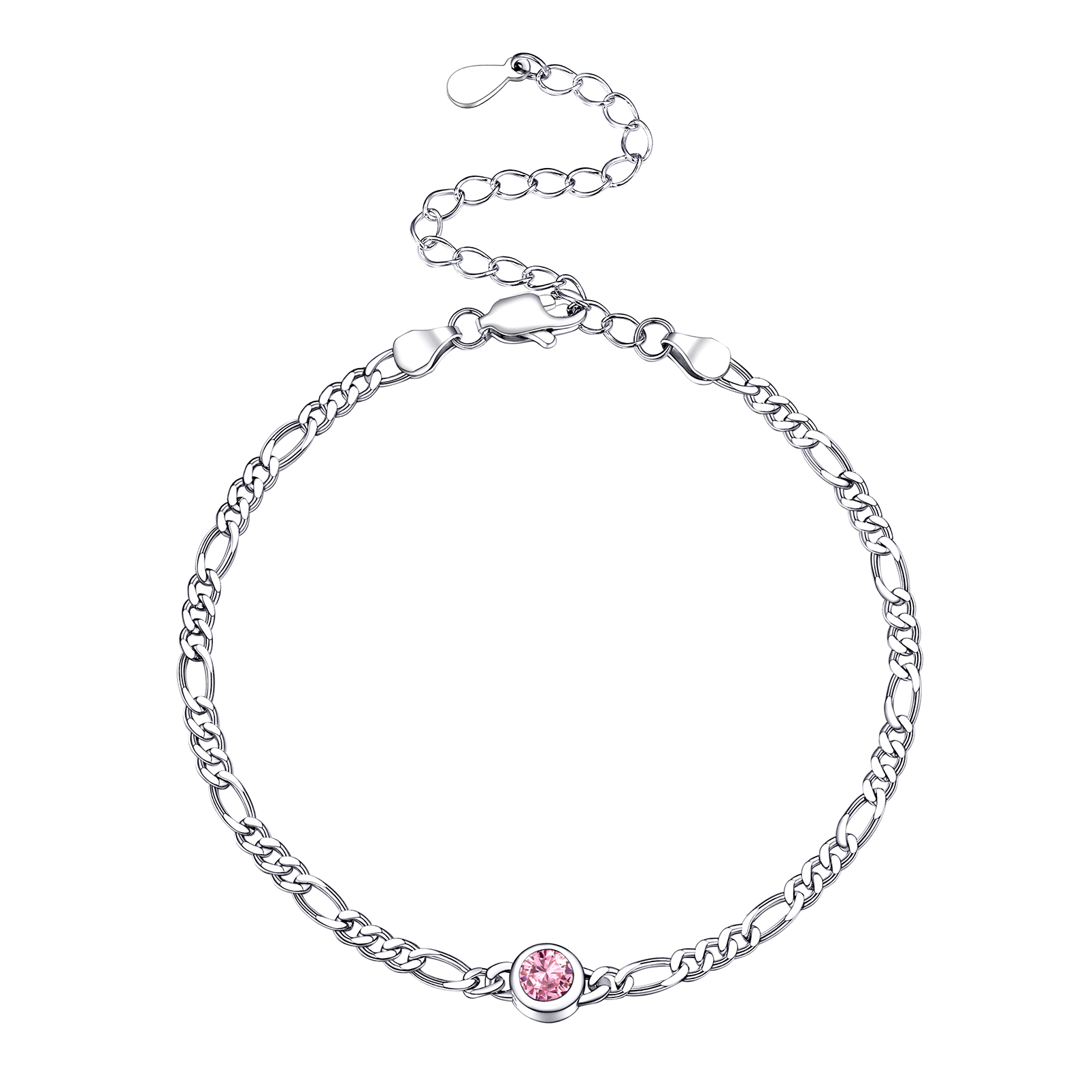 Dainty 3mm Thin Chain Bracelets Adorned Birthstone 