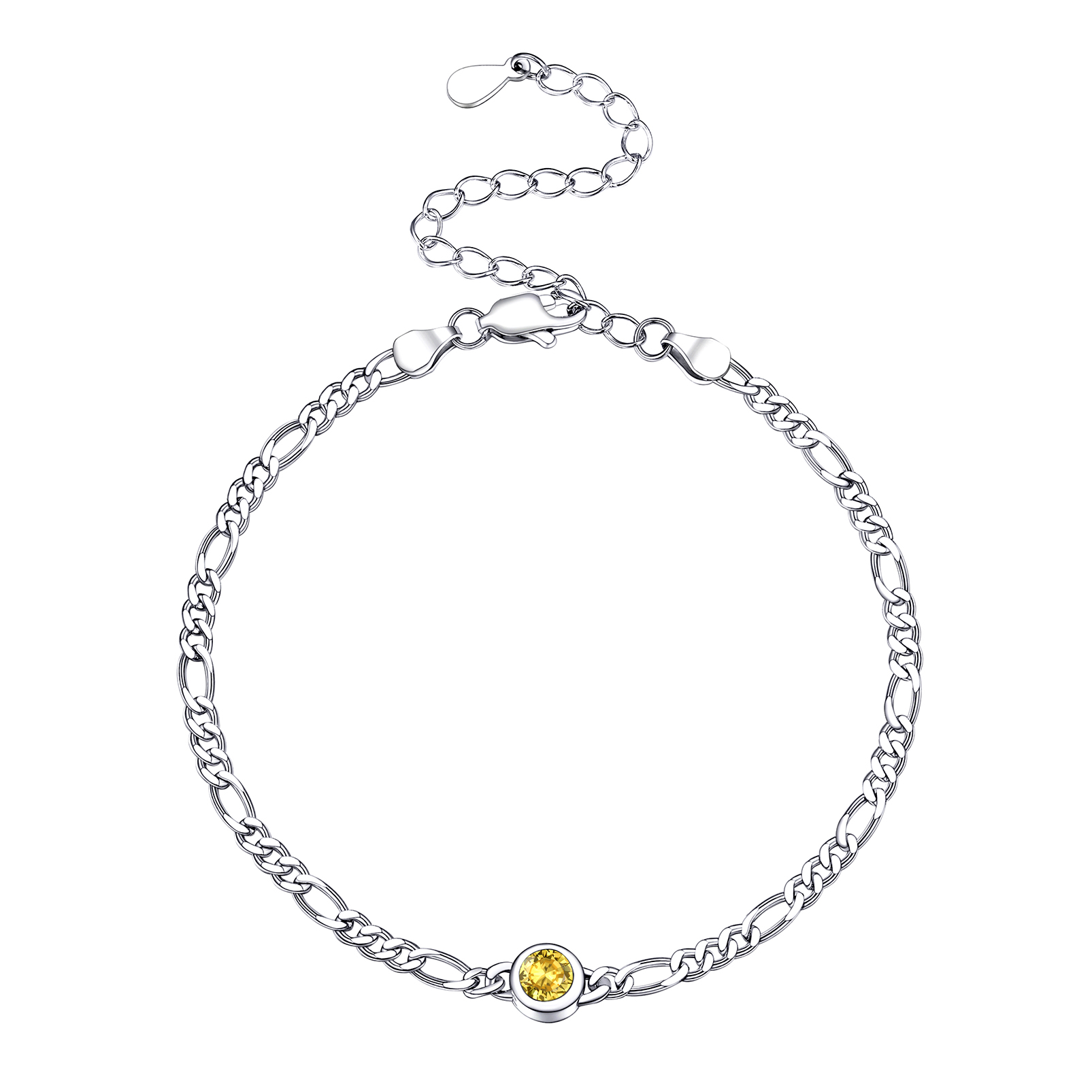 Dainty 3mm Thin Chain Bracelets Adorned Birthstone 