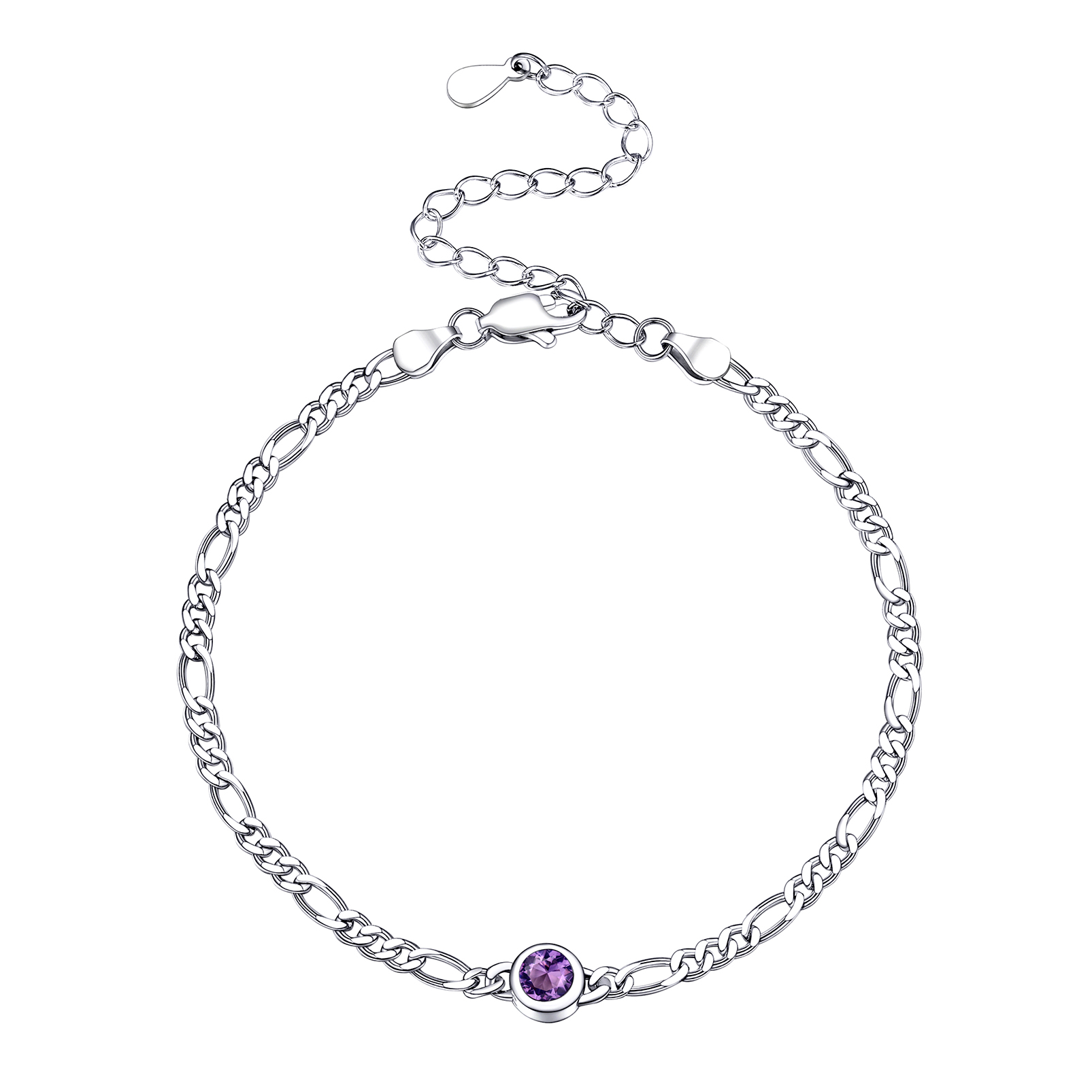 Dainty 3mm Thin Chain Bracelets Adorned Birthstone 